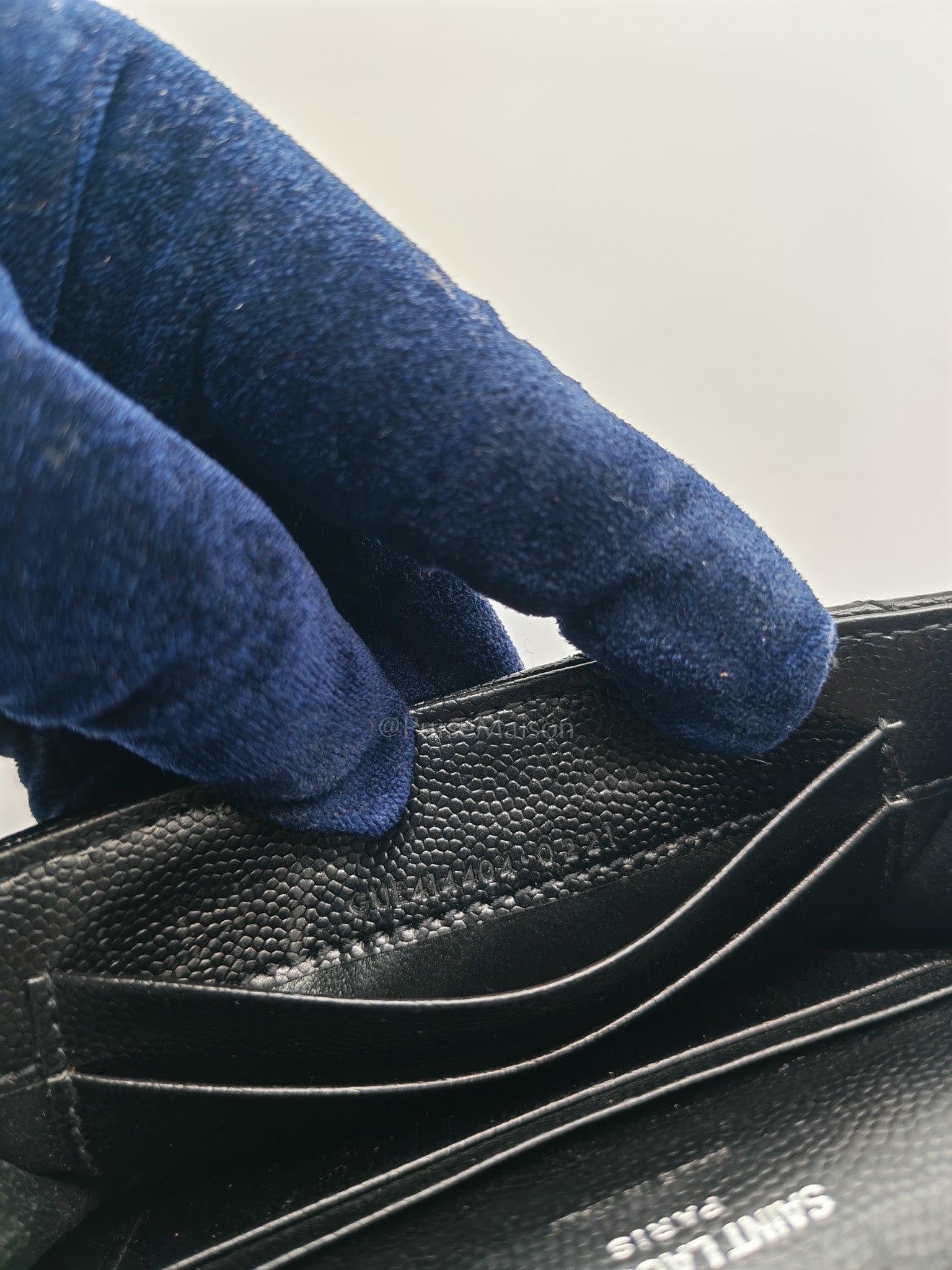 YSL Wallet in Black Grain de Poudre Leather Embossed