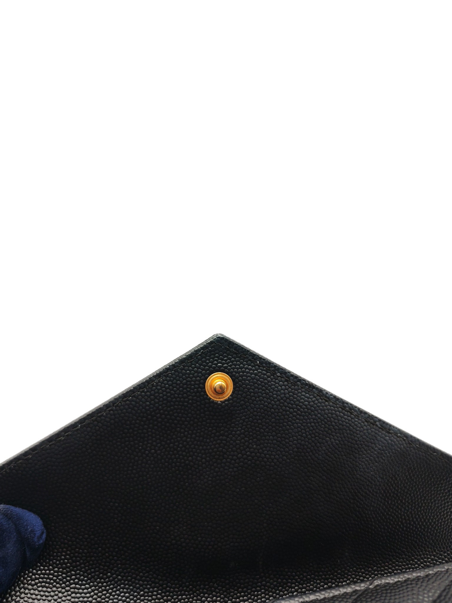 Yves Saint Laurent Long Flap Wallet in Black Cassandre Matelassé Grain De Poudre Leather and Gold Hardware
