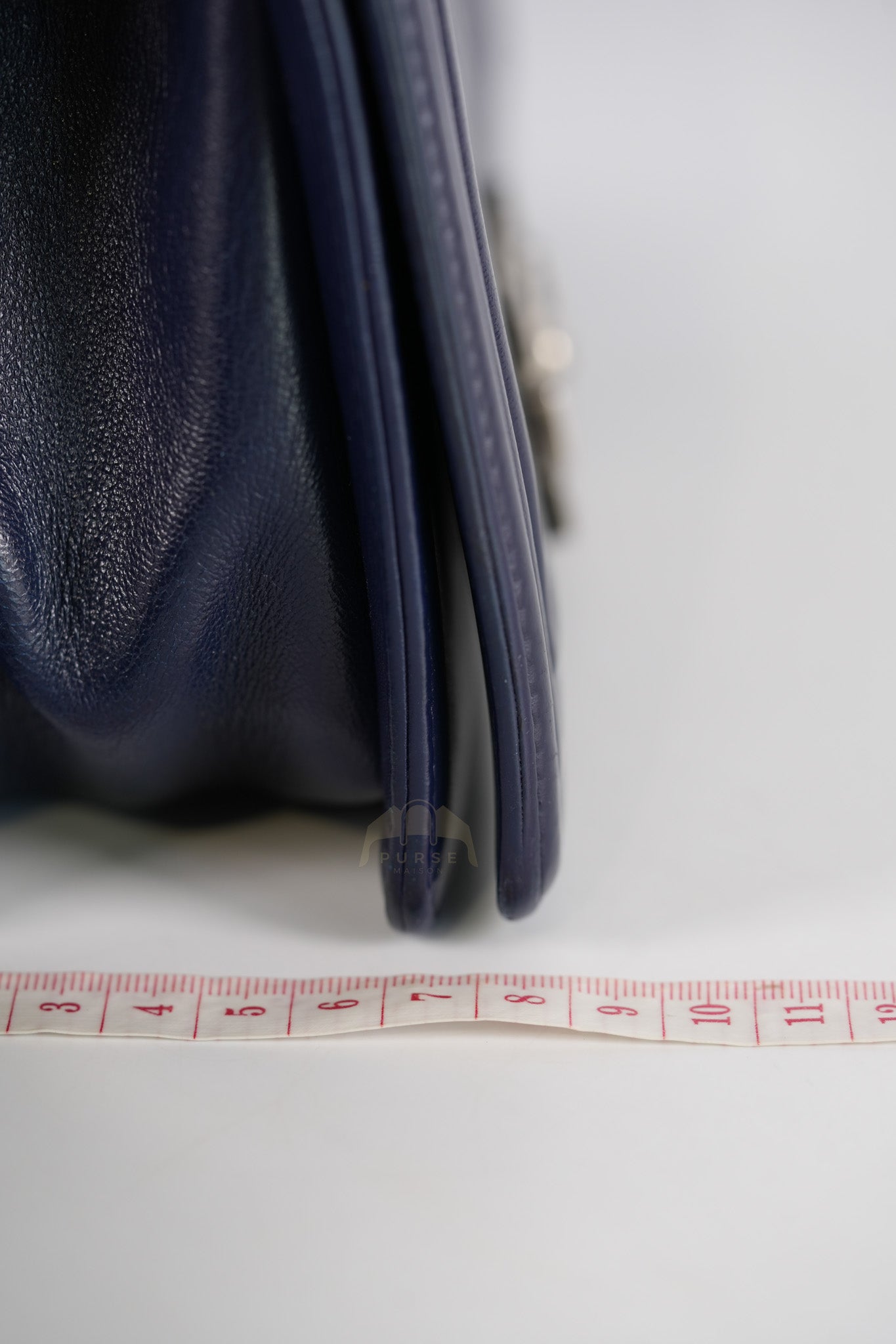 Boy Old Medium in Dark Blue Chevron Lambskin Leather Ruthenium Hardware (Series 20)