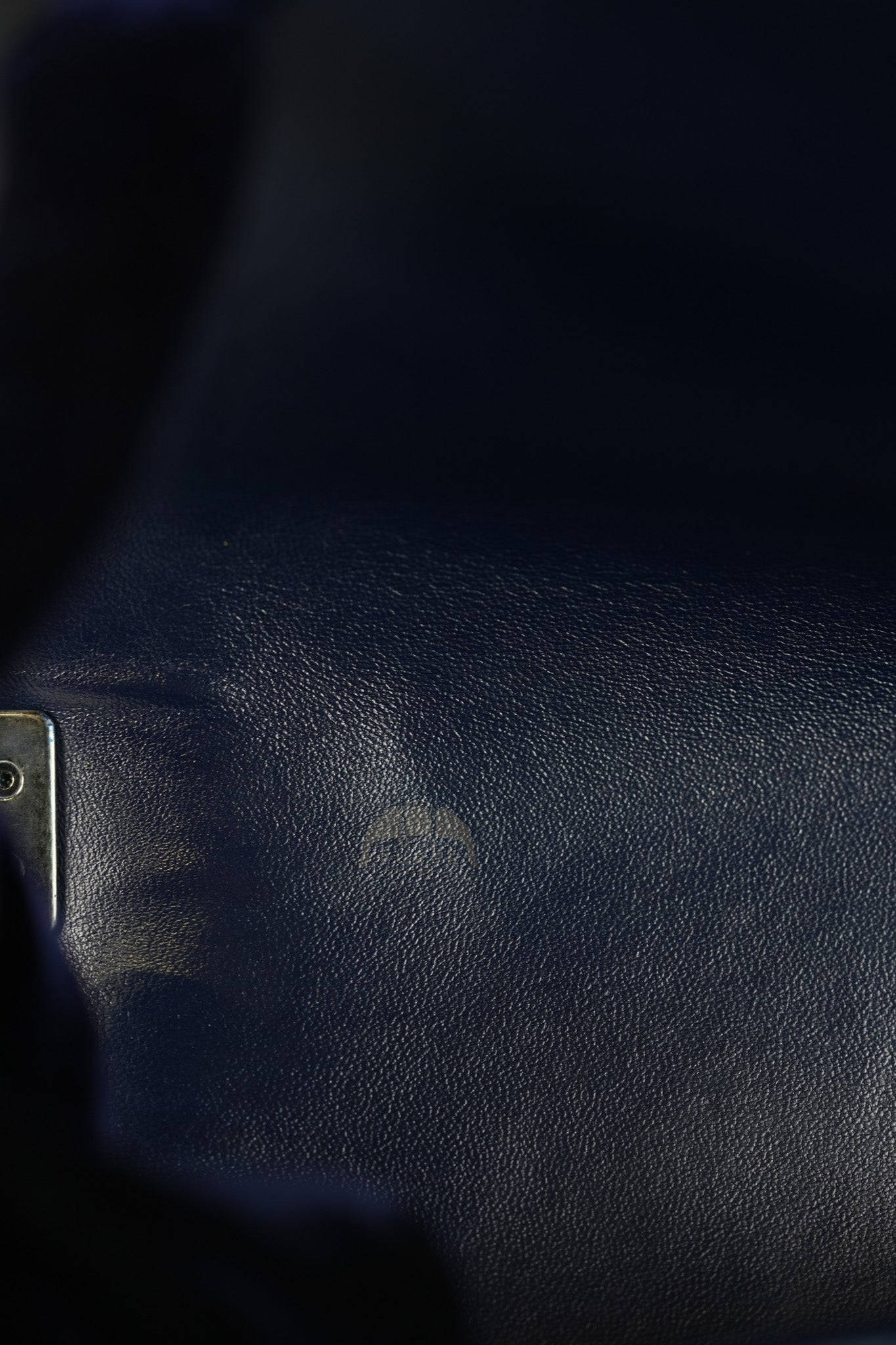 Boy Old Medium in Dark Blue Chevron Lambskin Leather Ruthenium Hardware (Series 20)