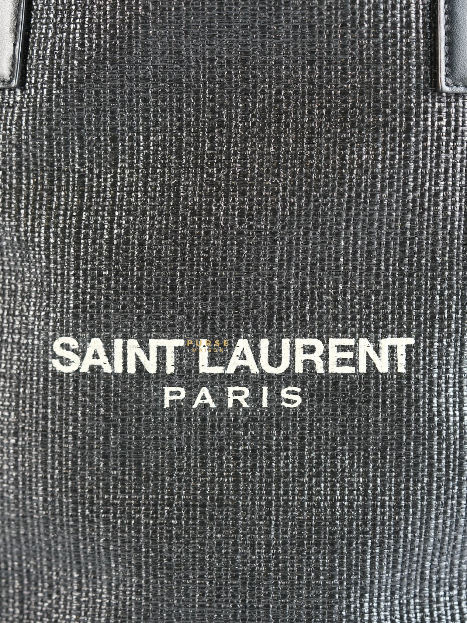 Black Raffia and Leather Teddy Drawstring Tote Bag | Purse