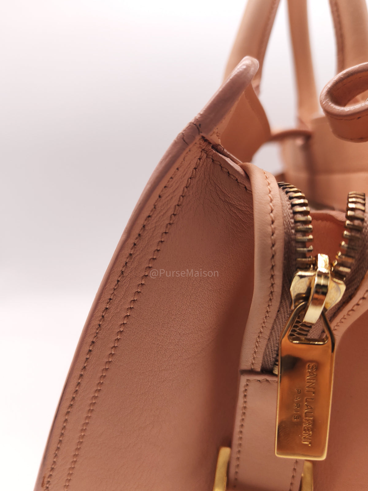 Yves Saint Laurent Cabas Chyc 2way Tote Bag in Peach Calfskin Leather and Gold Hardware | Purse Maison Luxury Bags Shop