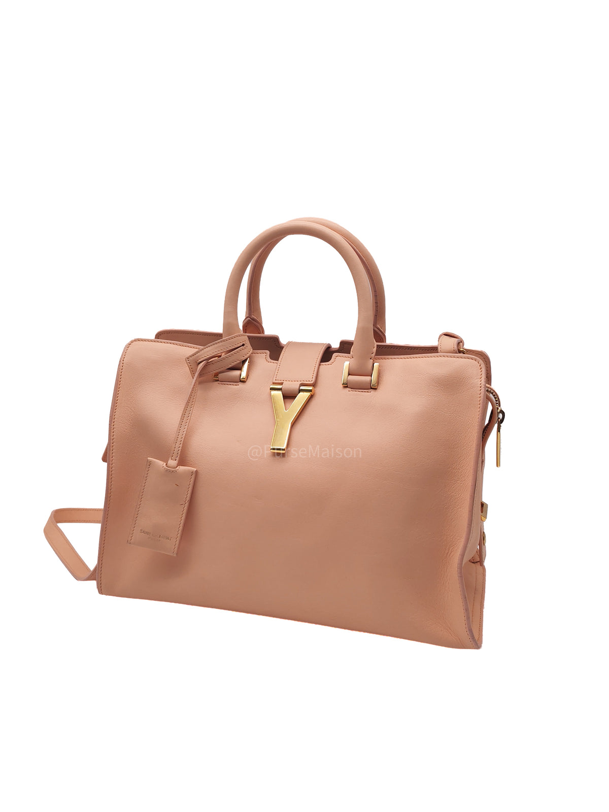 Yves Saint Laurent Cabas Chyc 2way Tote Bag in Peach Calfskin Leather and Gold Hardware | Purse Maison Luxury Bags Shop