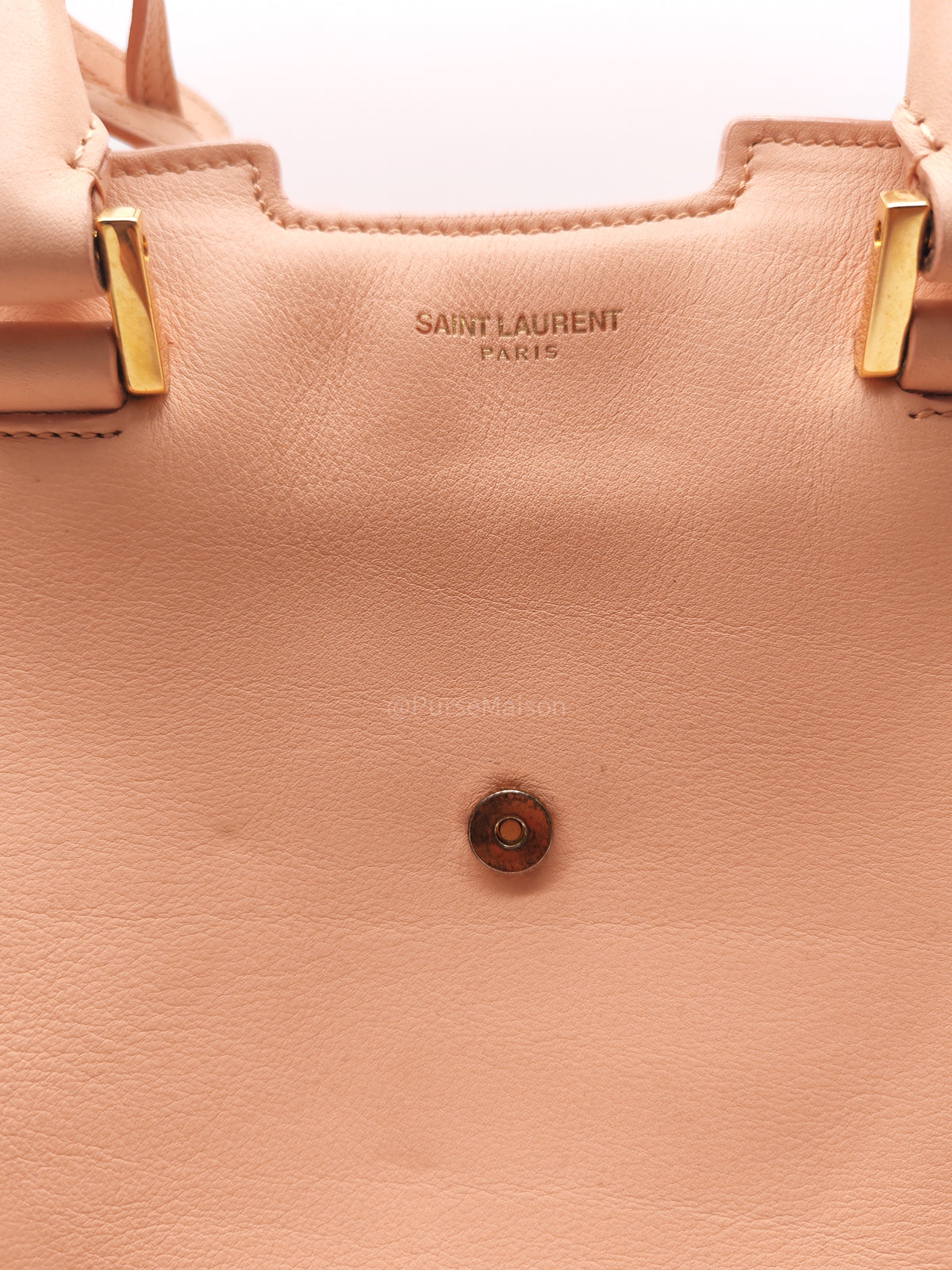 Yves Saint Laurent Cabas Chyc 2way Tote Bag in Peach Calfskin Leather and Gold Hardware | Purse Maison Luxury Bags Shop