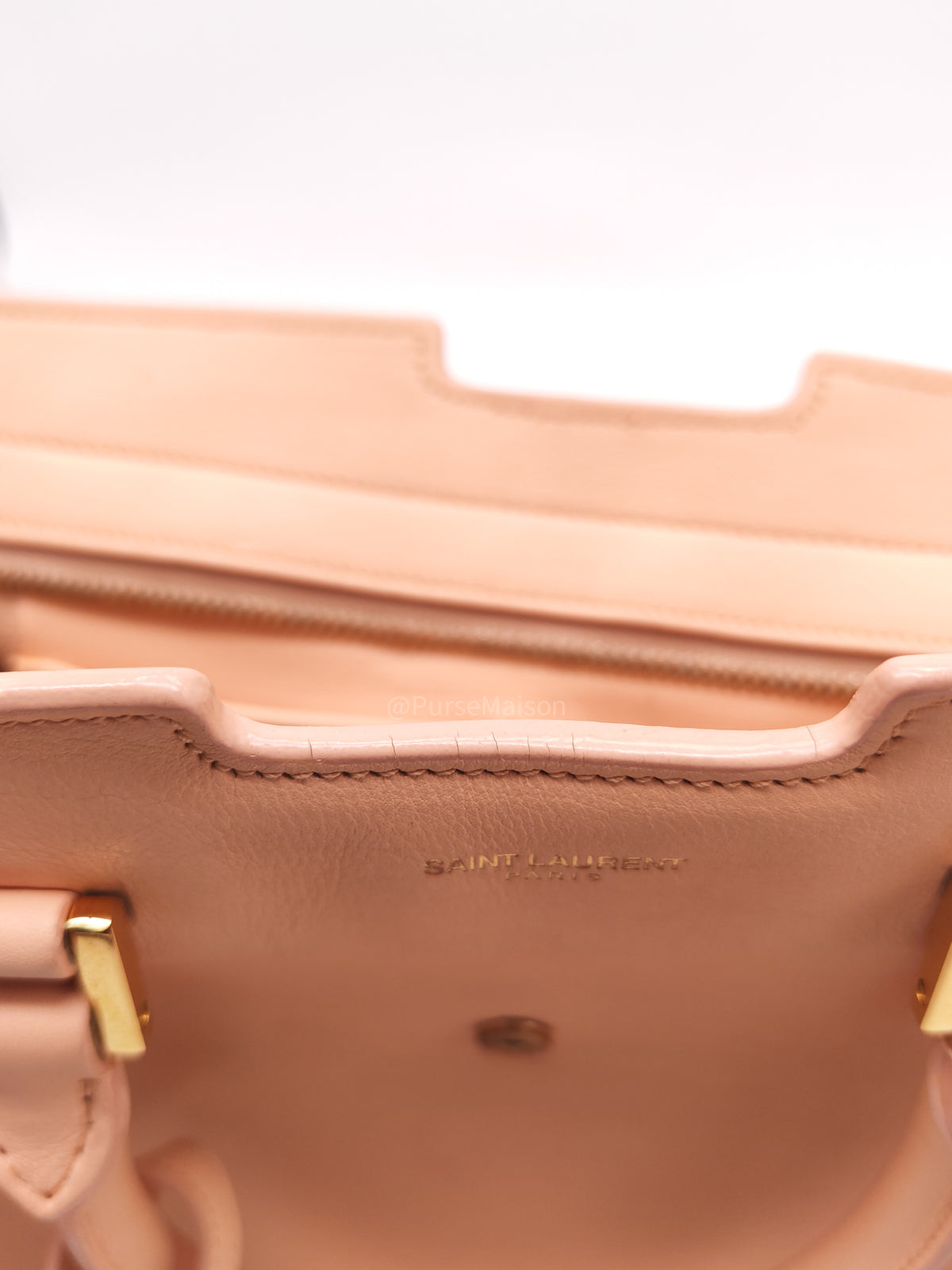 Yves Saint Laurent Cabas Chyc 2way Tote Bag in Peach Calfskin Leather and Gold Hardware | Purse Maison Luxury Bags Shop