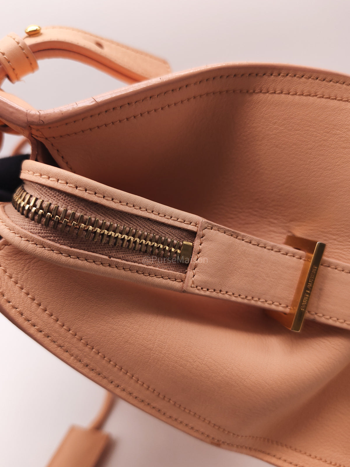 Yves Saint Laurent Cabas Chyc 2way Tote Bag in Peach Calfskin Leather and Gold Hardware | Purse Maison Luxury Bags Shop