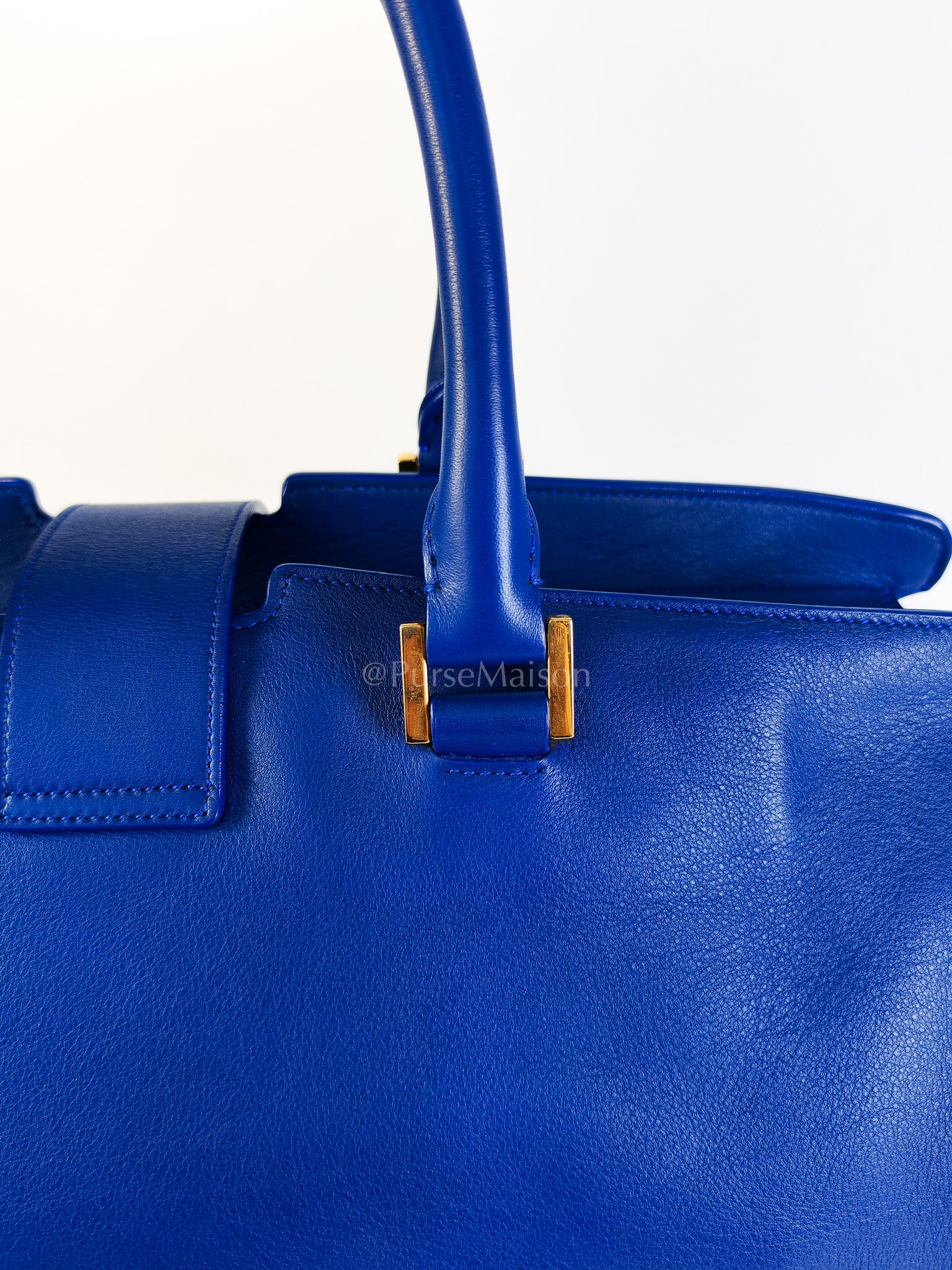 Cabas Handbag Large in Blue Calfskin Leather | Purse Maison Luxury Bags Shop