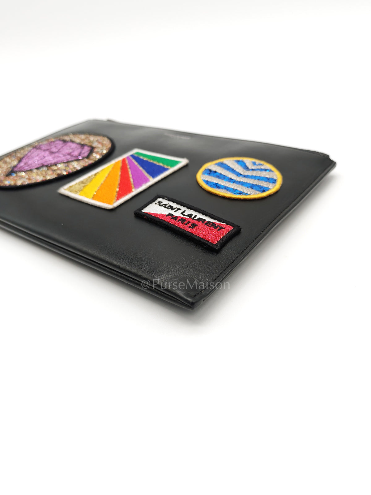 City Patch Pouch in Black/Multicolor Silver Harware | Purse Maison Luxury Bags Shop