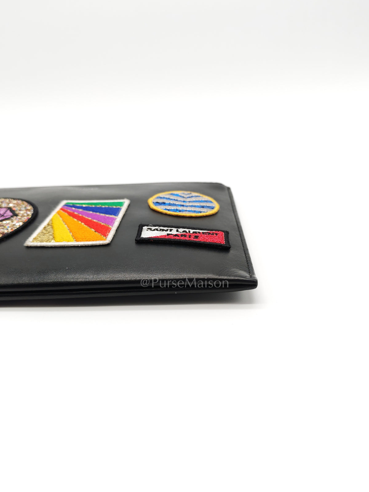City Patch Pouch in Black/Multicolor Silver Harware | Purse Maison Luxury Bags Shop