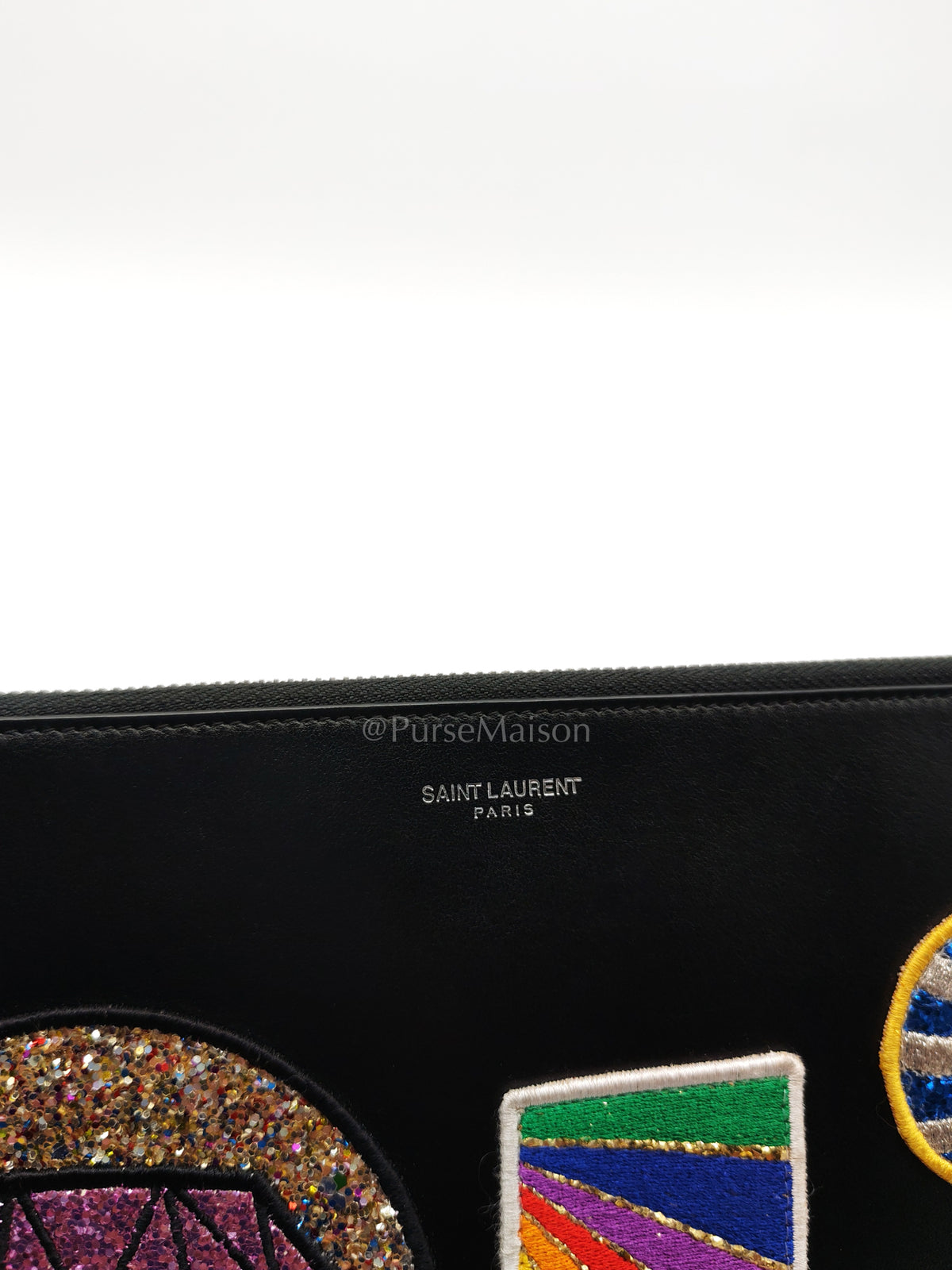 City Patch Pouch in Black/Multicolor Silver Harware | Purse Maison Luxury Bags Shop