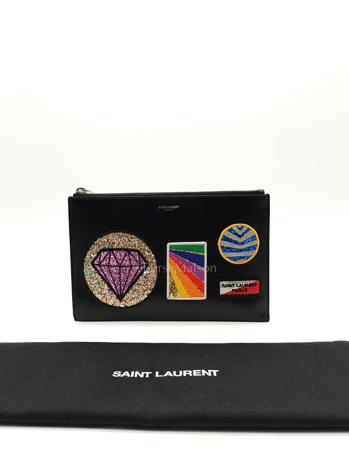 City Patch Pouch in Black/Multicolor Silver Harware | Purse Maison Luxury Bags Shop