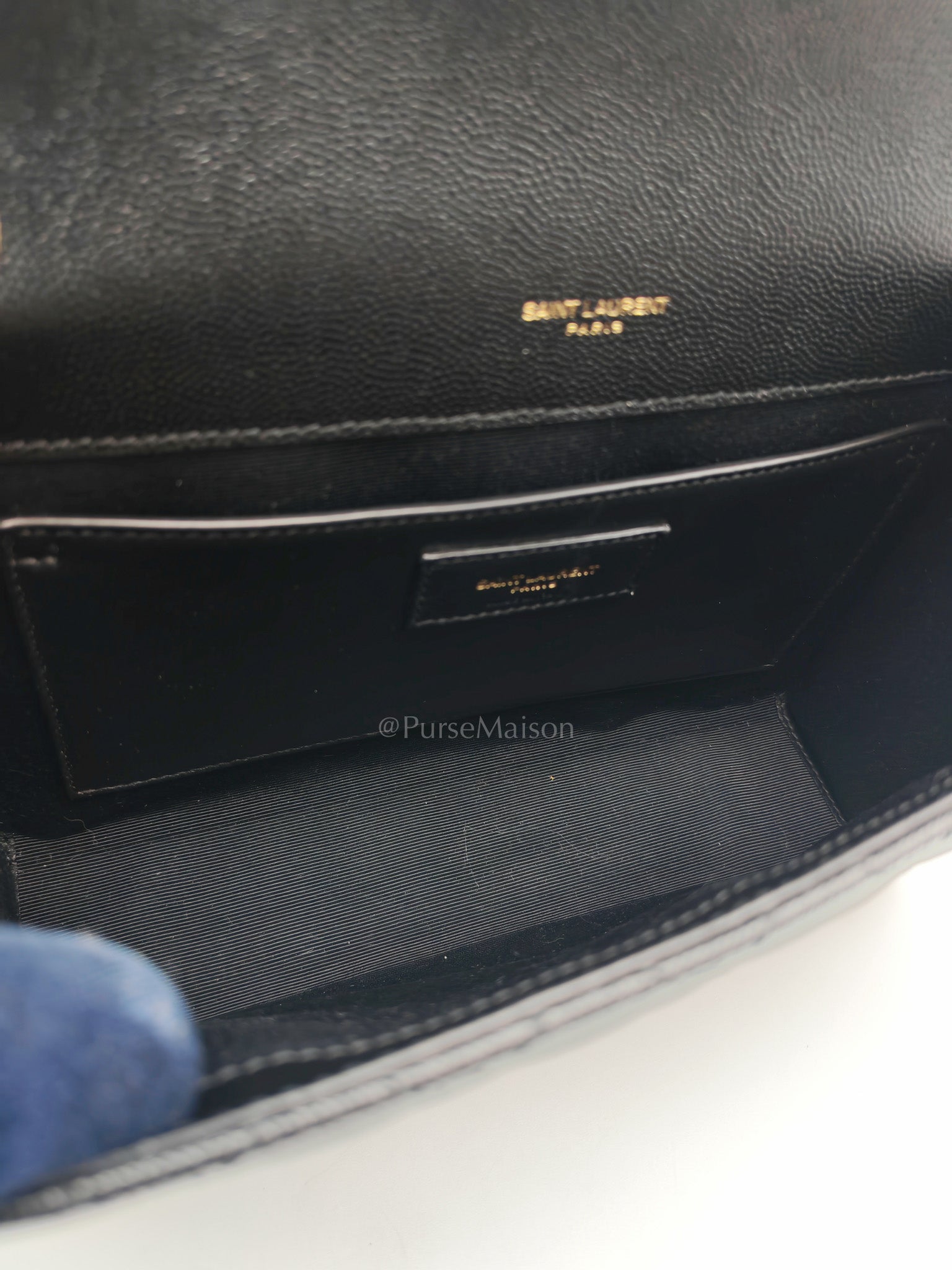 Yves Saint Laurent Envelope Bag Medium in Black Chevron Quilted Grain de Poudre Leather and Gold Hardware | Purse Maison Luxury Bags Shop