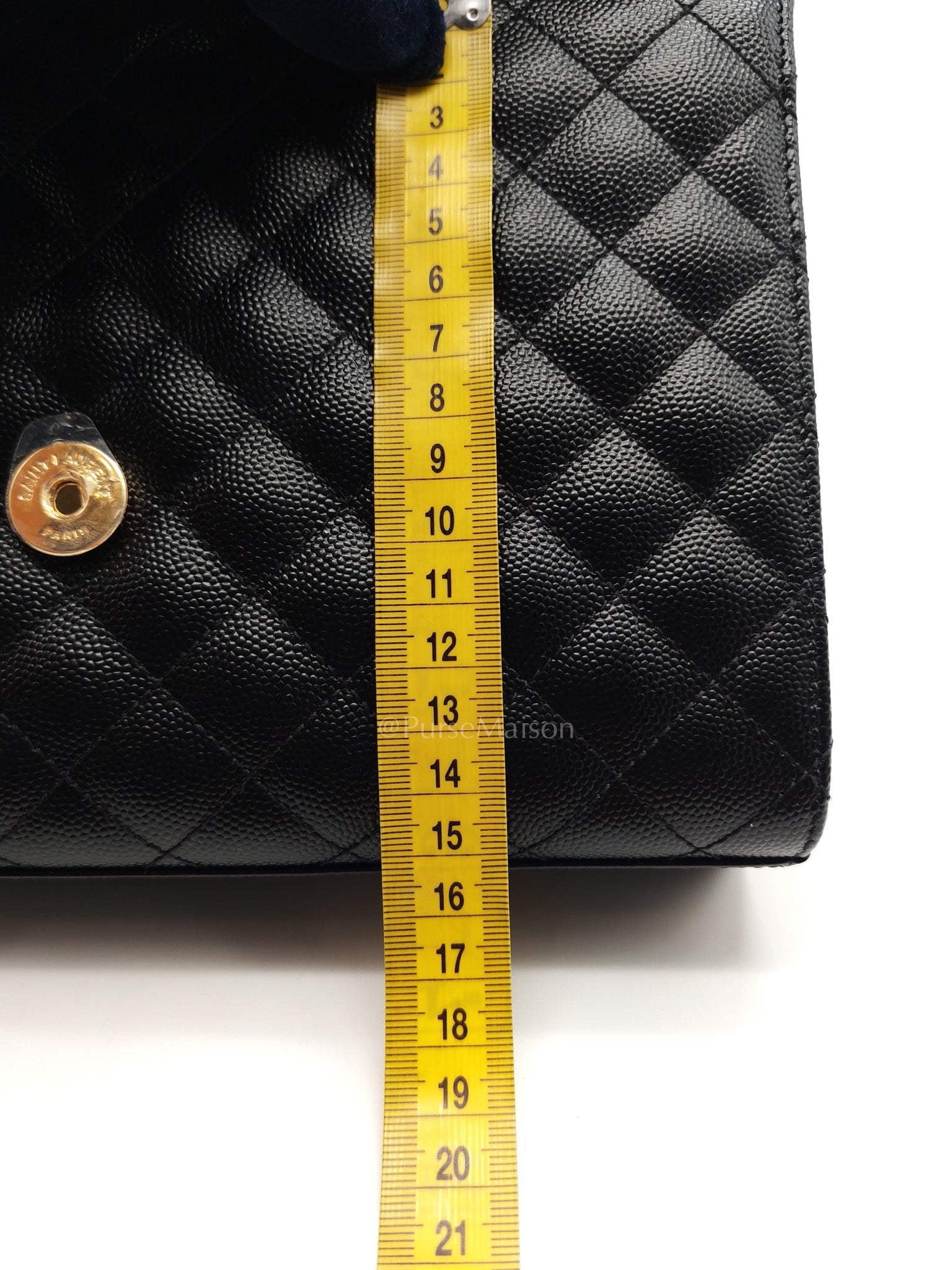 Yves Saint Laurent Envelope Bag Medium in Black Chevron Quilted Grain de Poudre Leather and Gold Hardware | Purse Maison Luxury Bags Shop