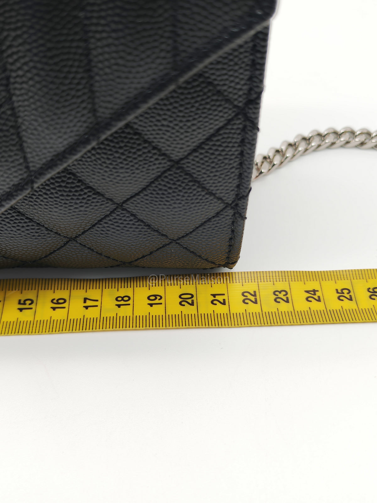 Yves Saint Laurent Envelope Chain Bag Small in Black Grain De Poudre Embossed Leather and Silver Hardware | Purse Maison Luxury Bags Shop