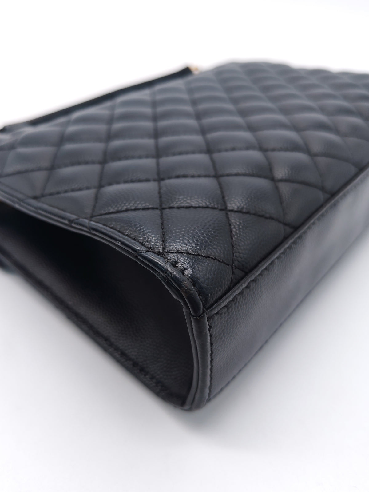 Yves Saint Laurent Envelope Medium Bag in Black Quilted Grain de Poudre Embossed Leather and Gold Hardware | Purse Maison Luxury Bags Shop