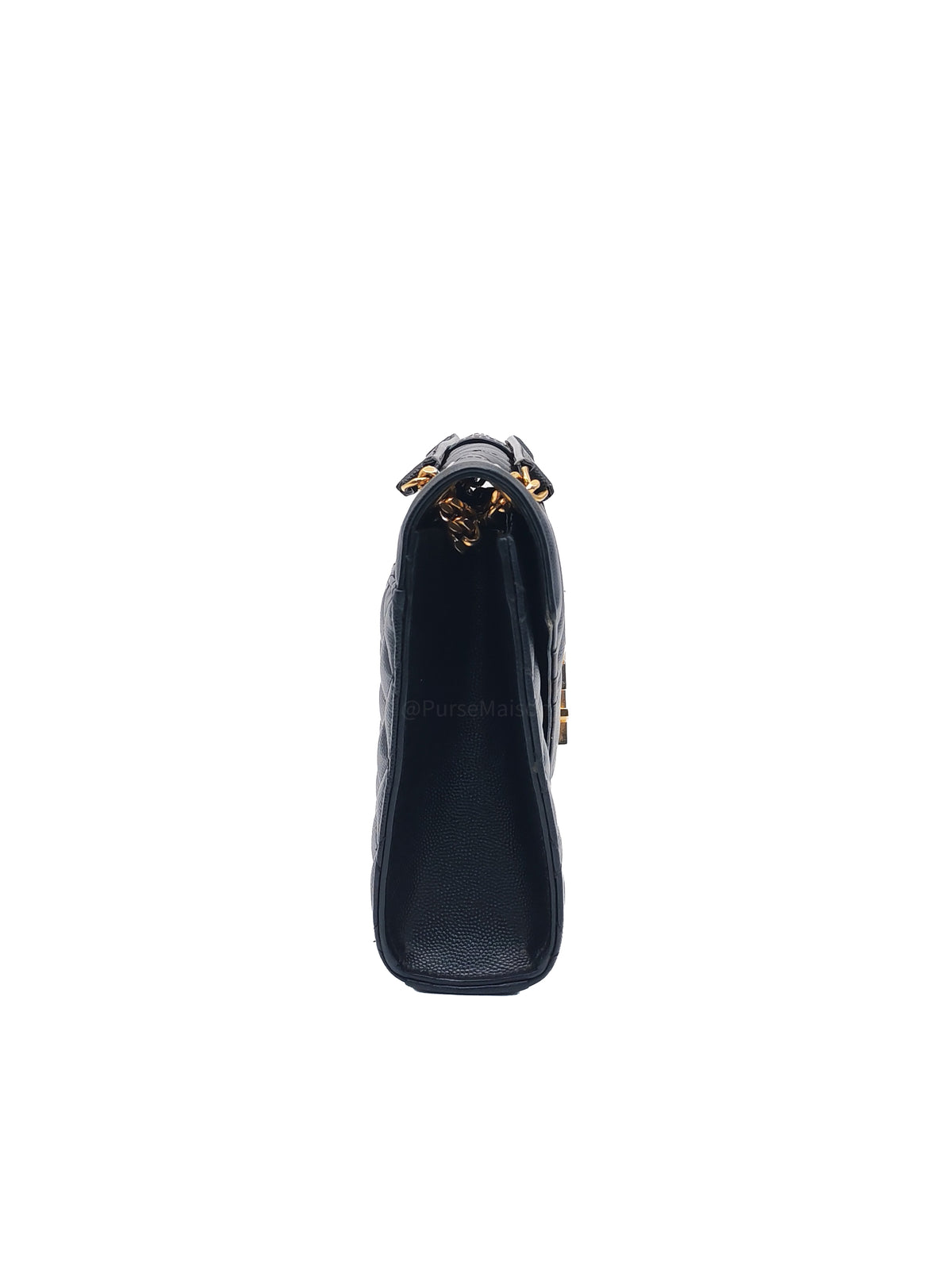 Yves Saint Laurent Envelope Medium Bag in Black Quilted Grain de Poudre Embossed Leather and Gold Hardware | Purse Maison Luxury Bags Shop