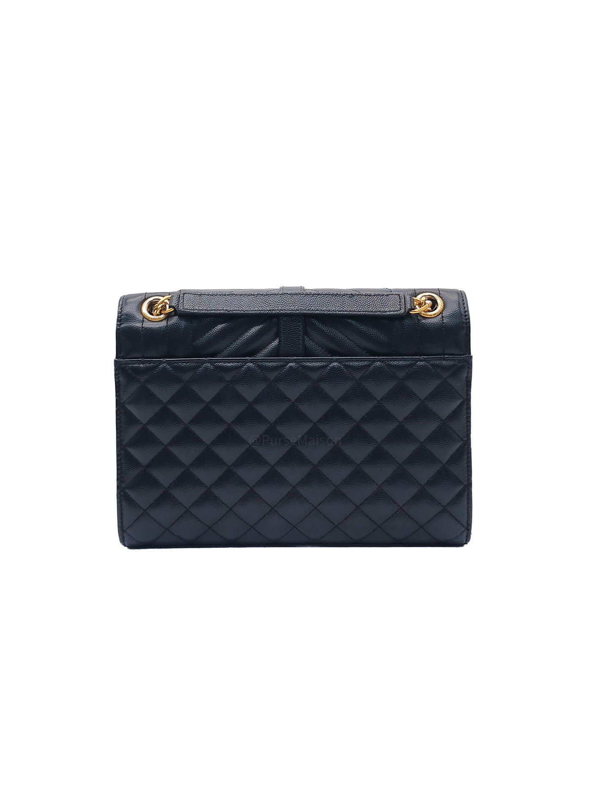 Yves Saint Laurent Envelope Medium Bag in Black Quilted Grain de Poudre Embossed Leather and Gold Hardware | Purse Maison Luxury Bags Shop