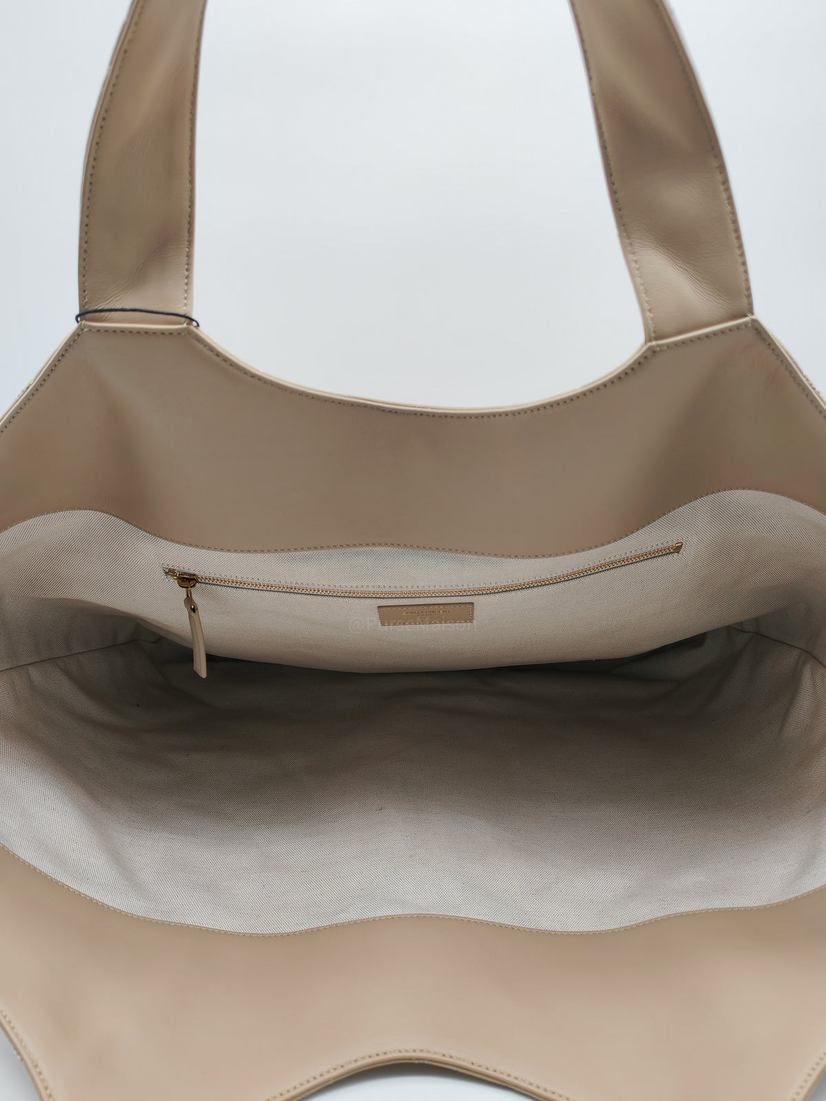 Yves Saint Laurent Icare Maxi Shopping Bag in Beige Suede Leather with Bronze Tone Hardware | Purse Maison Luxury Bags Shop