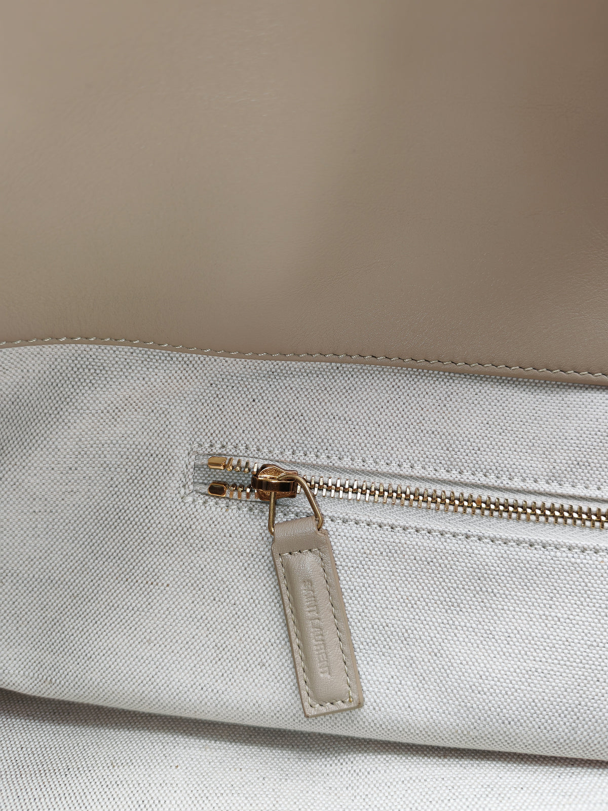 Yves Saint Laurent Icare Maxi Shopping Bag in Beige Suede Leather with Bronze Tone Hardware | Purse Maison Luxury Bags Shop