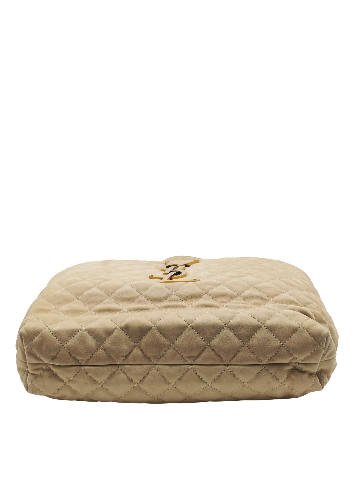 Yves Saint Laurent Icare Maxi Shopping Bag in Beige Suede Leather with Bronze Tone Hardware | Purse Maison Luxury Bags Shop