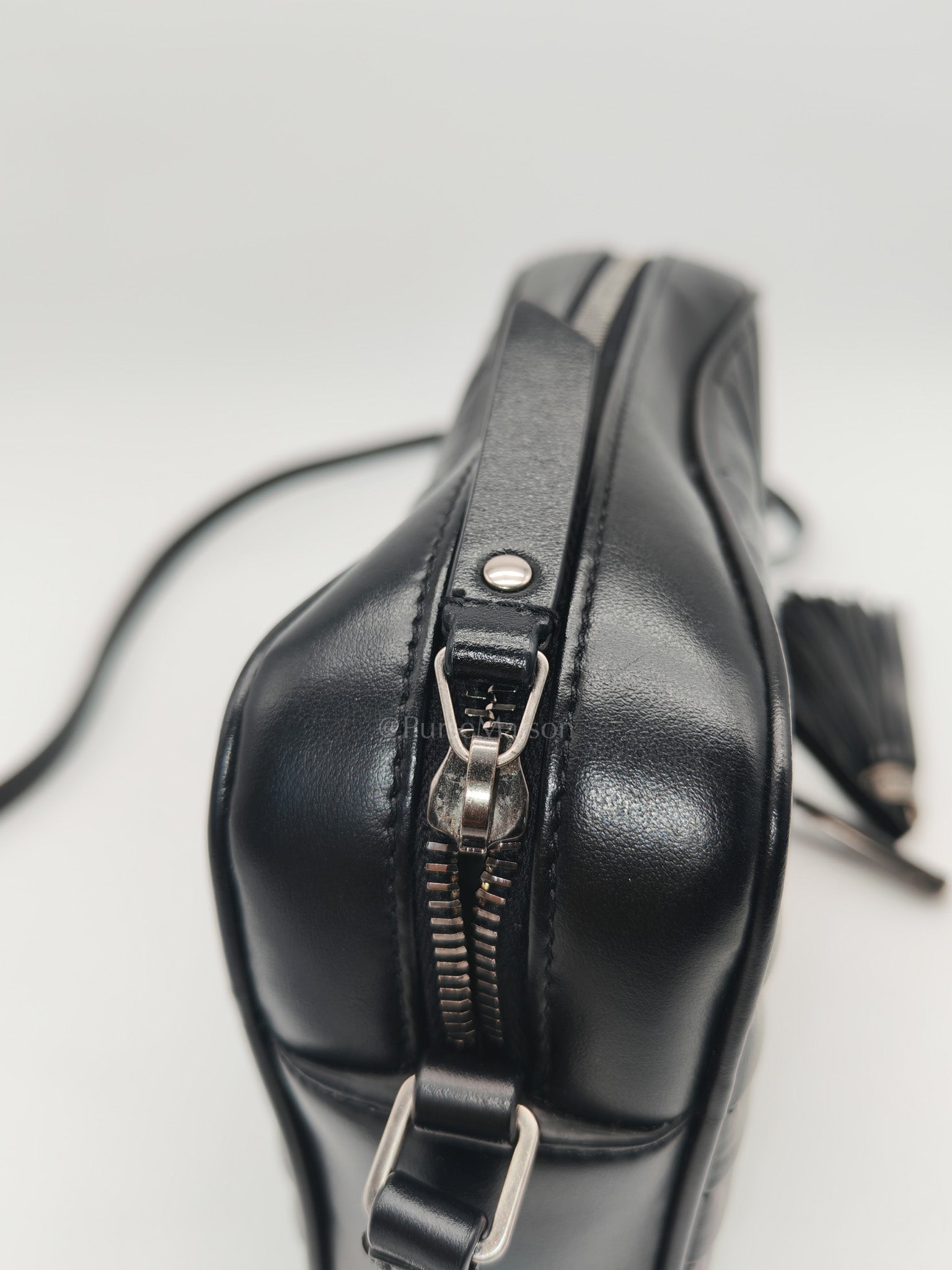 Yves Saint Laurent Lou Camera Bag in Black Chevron Calfskin Leather and Crossbody Bag | Purse Maison Luxury Bags Shop