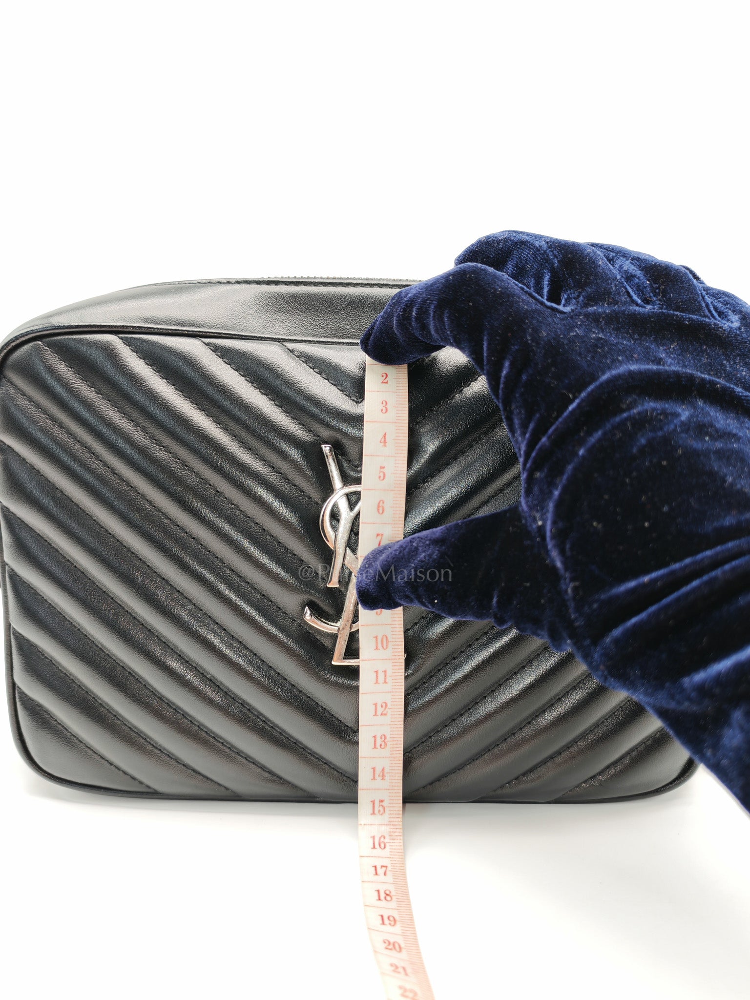 Yves Saint Laurent Lou Camera Bag in Black Chevron Calfskin Leather and Crossbody Bag | Purse Maison Luxury Bags Shop