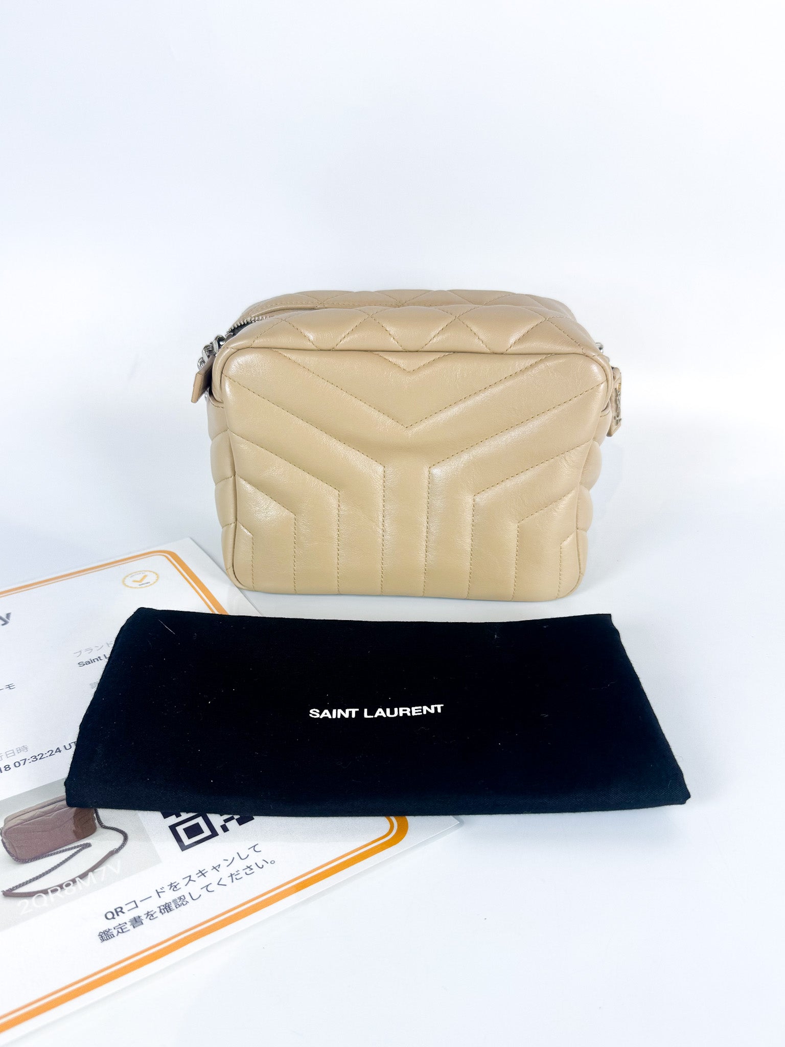 Loulou Bowling Bag in Beige Calfskin Leather & Silver Hardware | Purse Maison Luxury Bags Shop