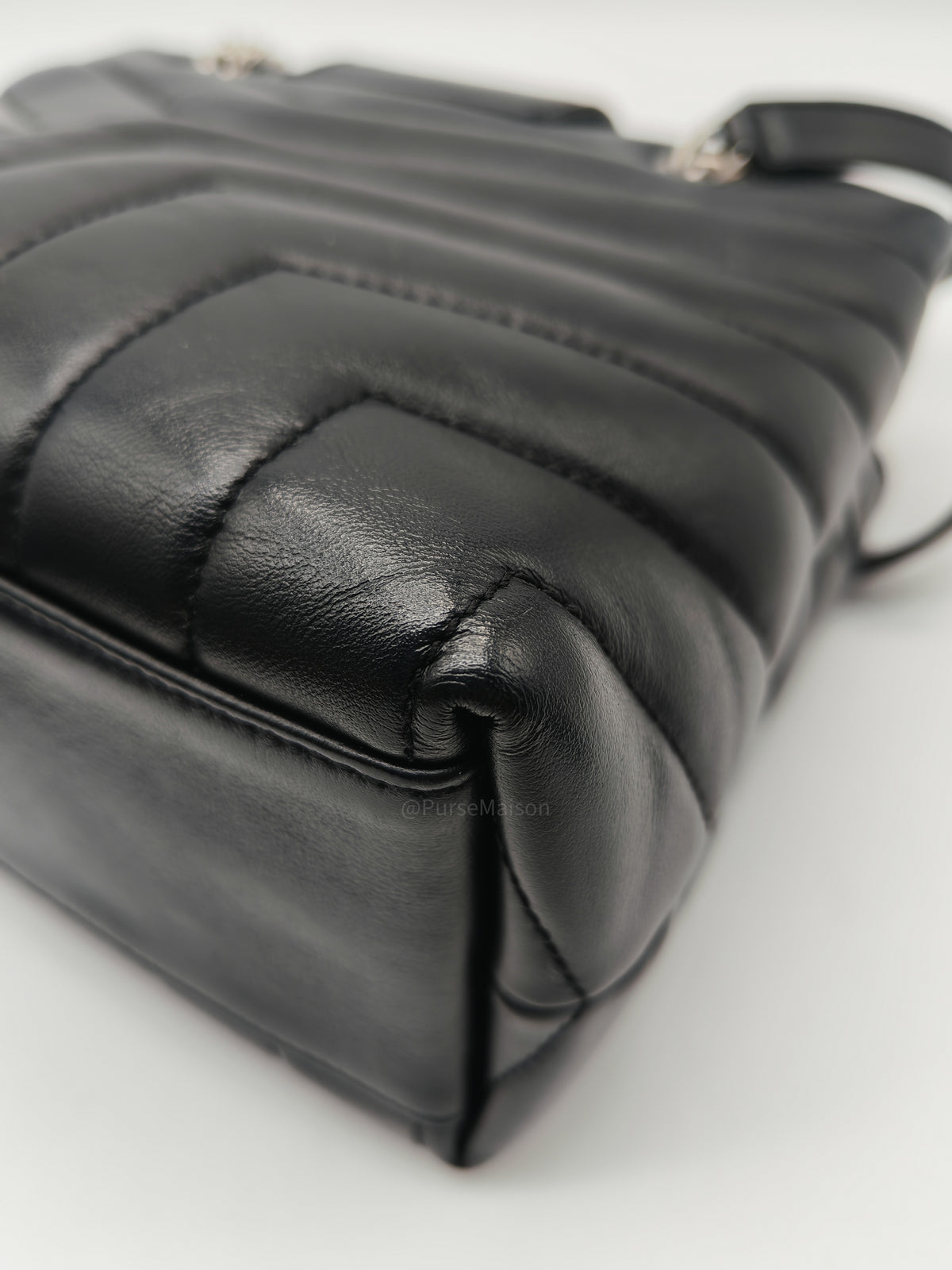 Yves Saint Laurent Loulou Shopping Tote Bag in Black Y Quilted Calfskin Leather and Silver Hardware | Purse Maison Luxury Bags Shop