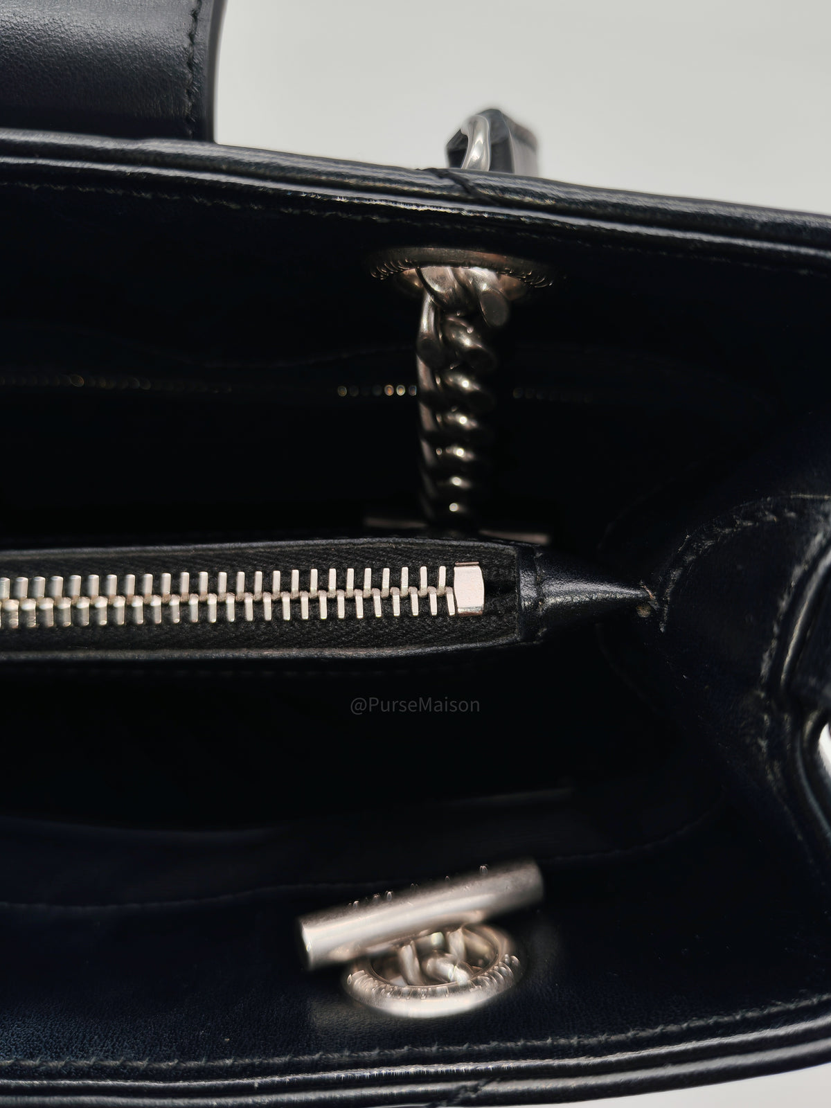 Yves Saint Laurent Loulou Shopping Tote Bag in Black Y Quilted Calfskin Leather and Silver Hardware | Purse Maison Luxury Bags Shop