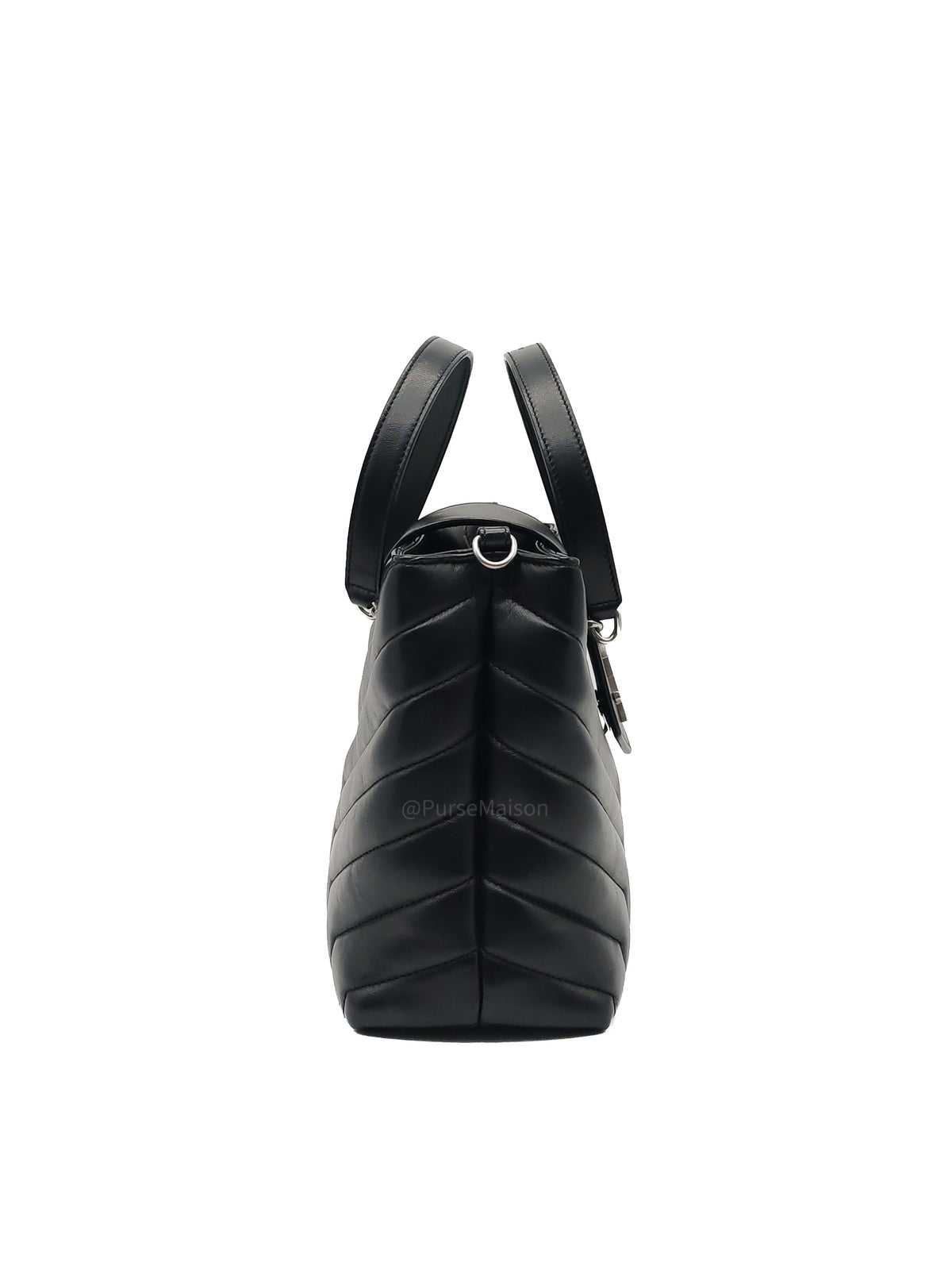 Yves Saint Laurent Loulou Shopping Tote Bag in Black Y Quilted Calfskin Leather and Silver Hardware | Purse Maison Luxury Bags Shop