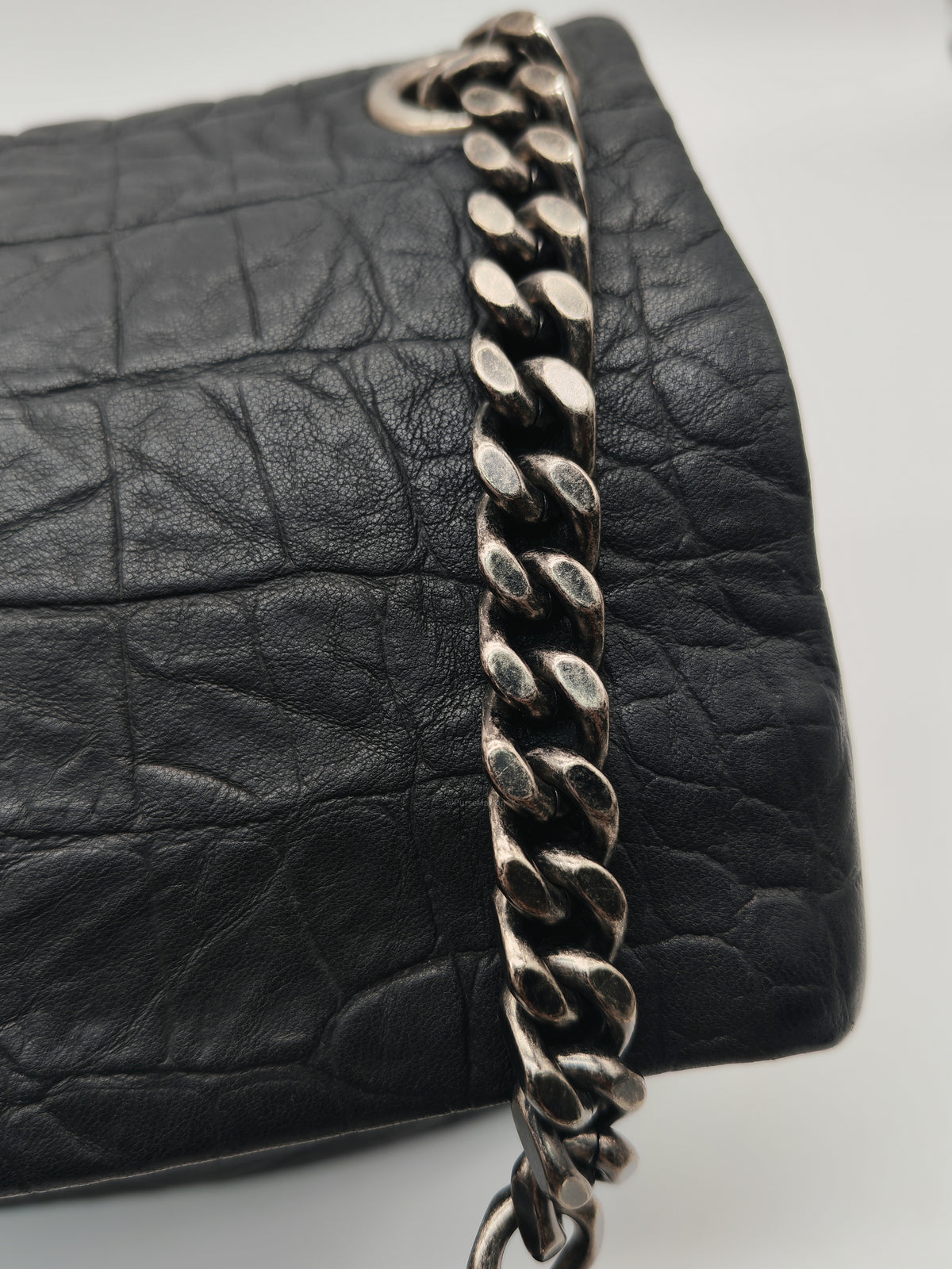 Yves Saint Laurent Medium West Hollywood Monogram Fold-over in Black Crocodile-Embossed Calfskin Leather Crossbody Bag | Purse Maison Luxury Bags Shop