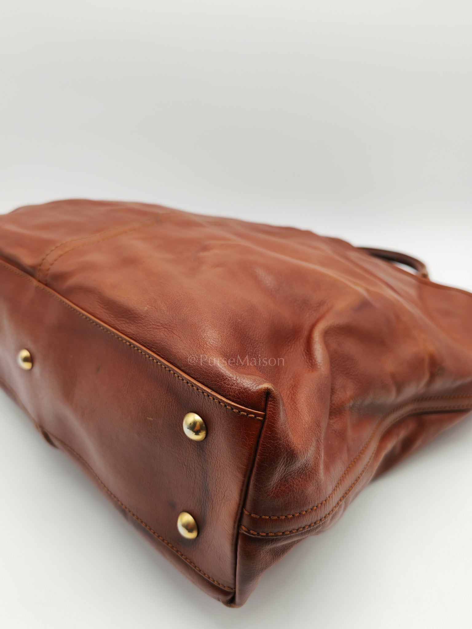 Yves Saint Laurent Rive Gauche in Brown Cowhide Leather Tote Bag | Purse Maison Luxury Bags Shop