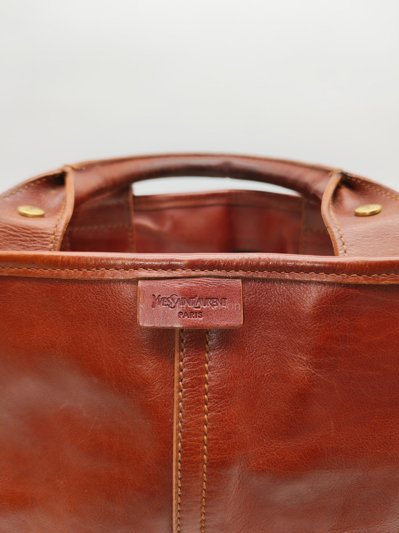 Yves Saint Laurent Rive Gauche in Brown Cowhide Leather Tote Bag | Purse Maison Luxury Bags Shop