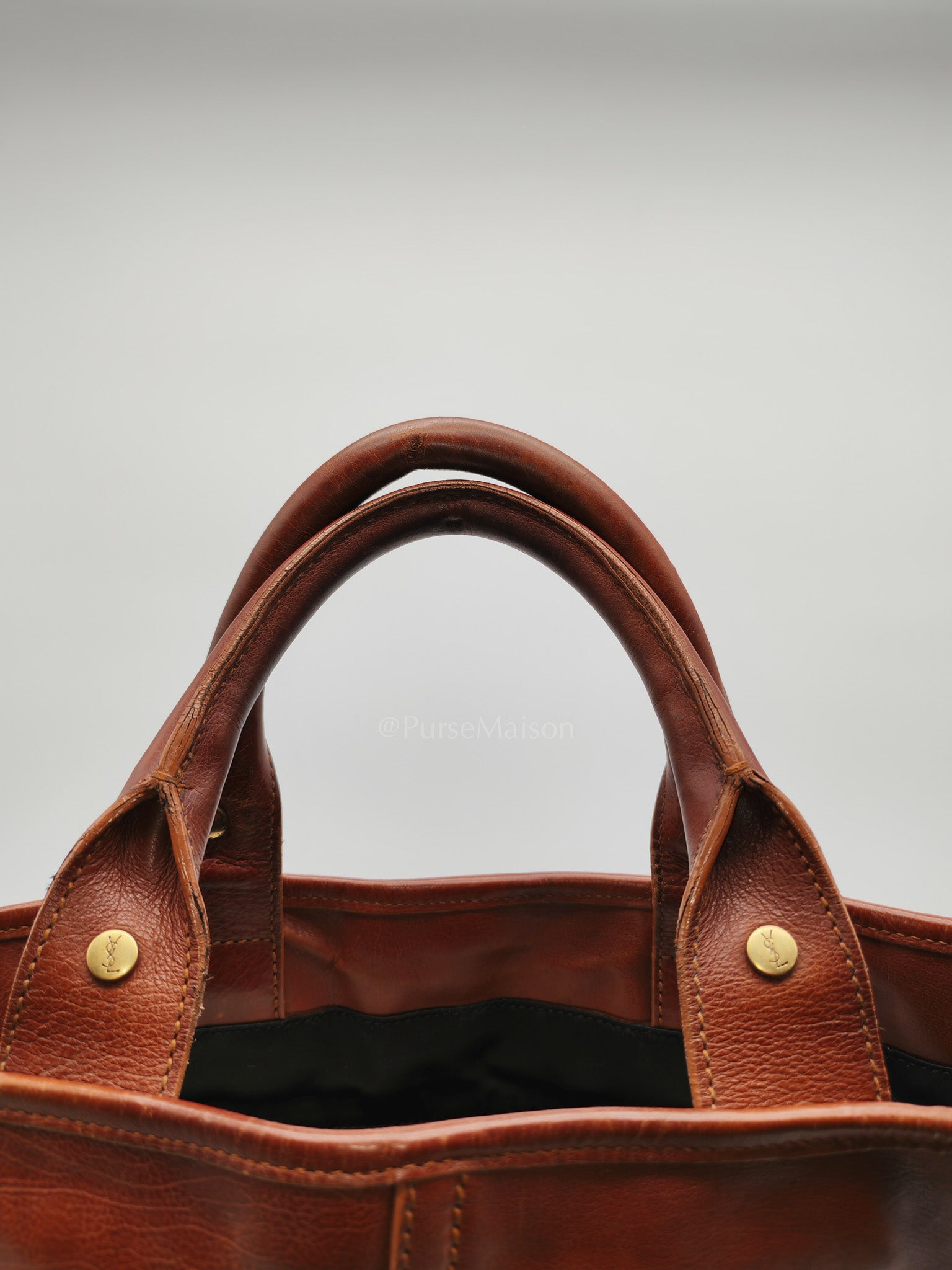 Yves Saint Laurent Rive Gauche in Brown Cowhide Leather Tote Bag | Purse Maison Luxury Bags Shop