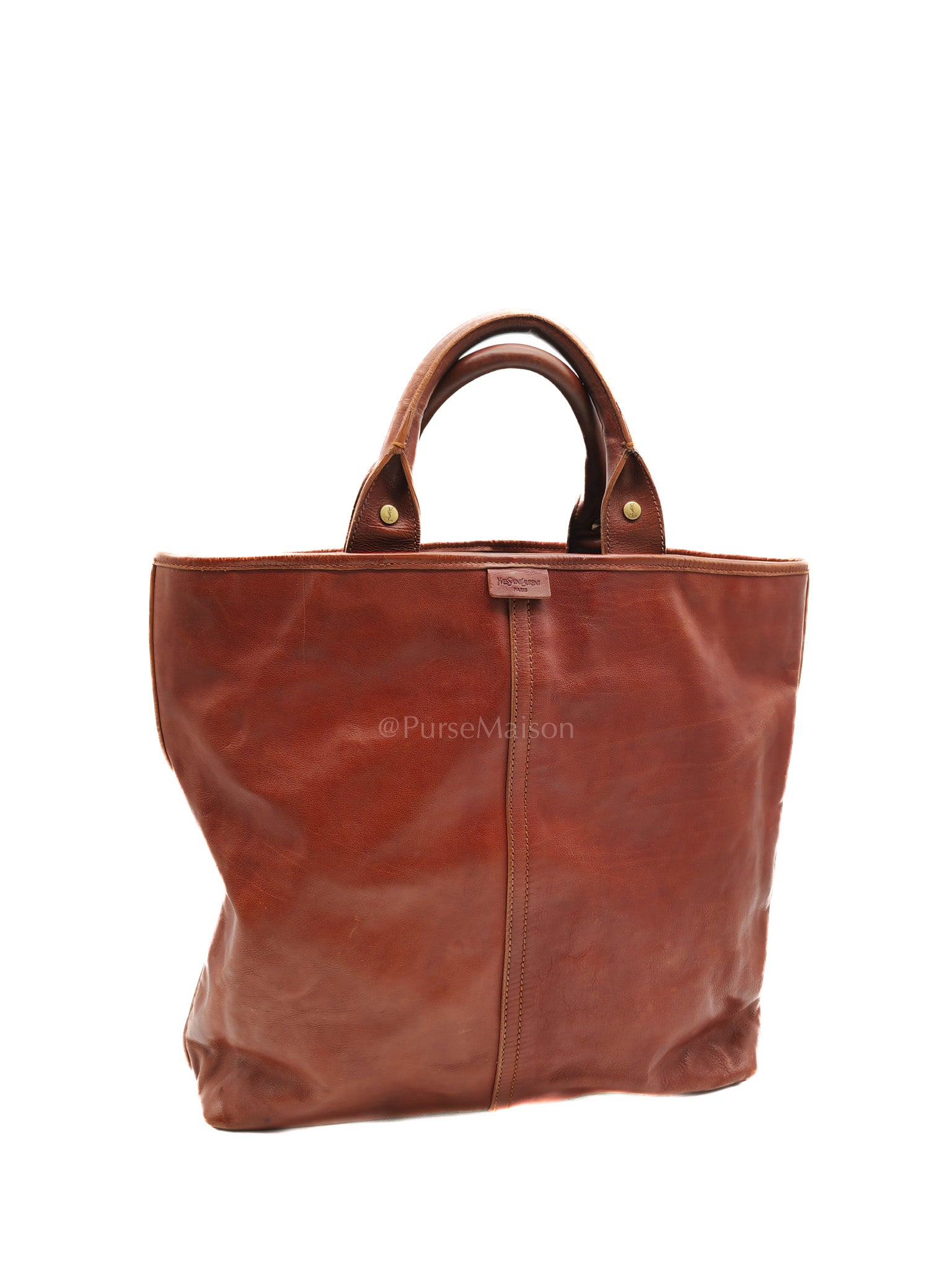 Yves Saint Laurent Rive Gauche in Brown Cowhide Leather Tote Bag | Purse Maison Luxury Bags Shop