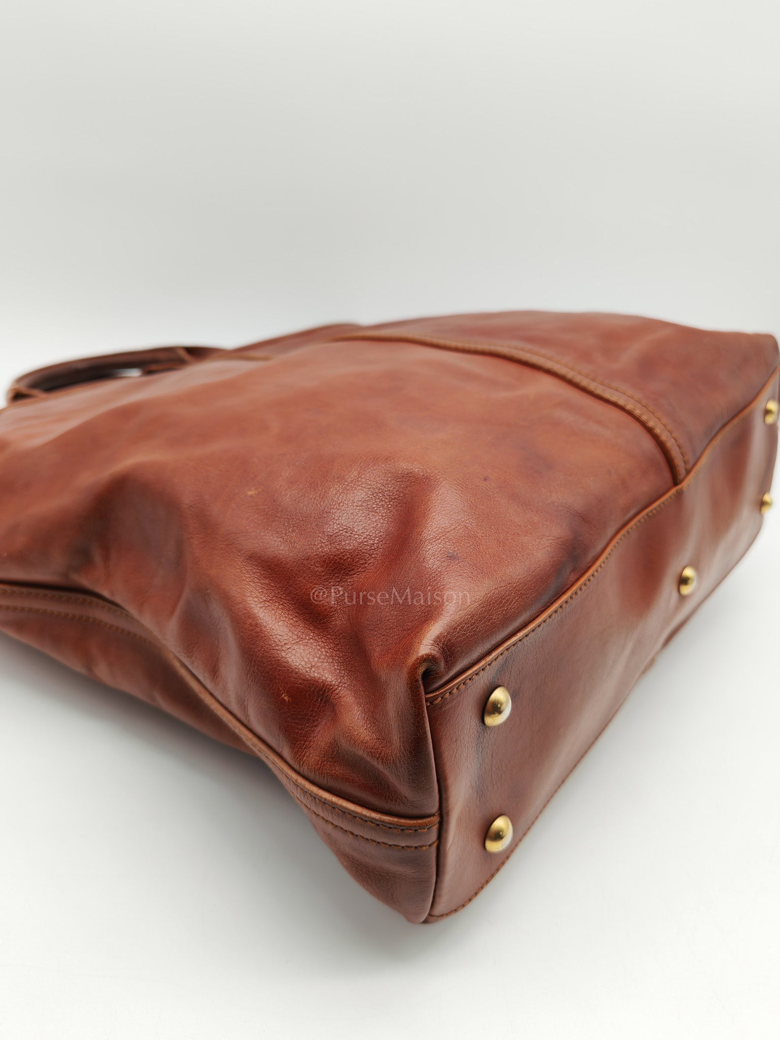 Yves Saint Laurent Rive Gauche in Brown Cowhide Leather Tote Bag | Purse Maison Luxury Bags Shop