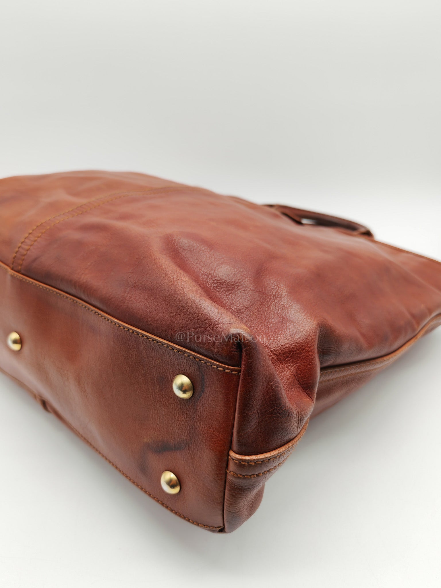 Yves Saint Laurent Rive Gauche in Brown Cowhide Leather Tote Bag | Purse Maison Luxury Bags Shop
