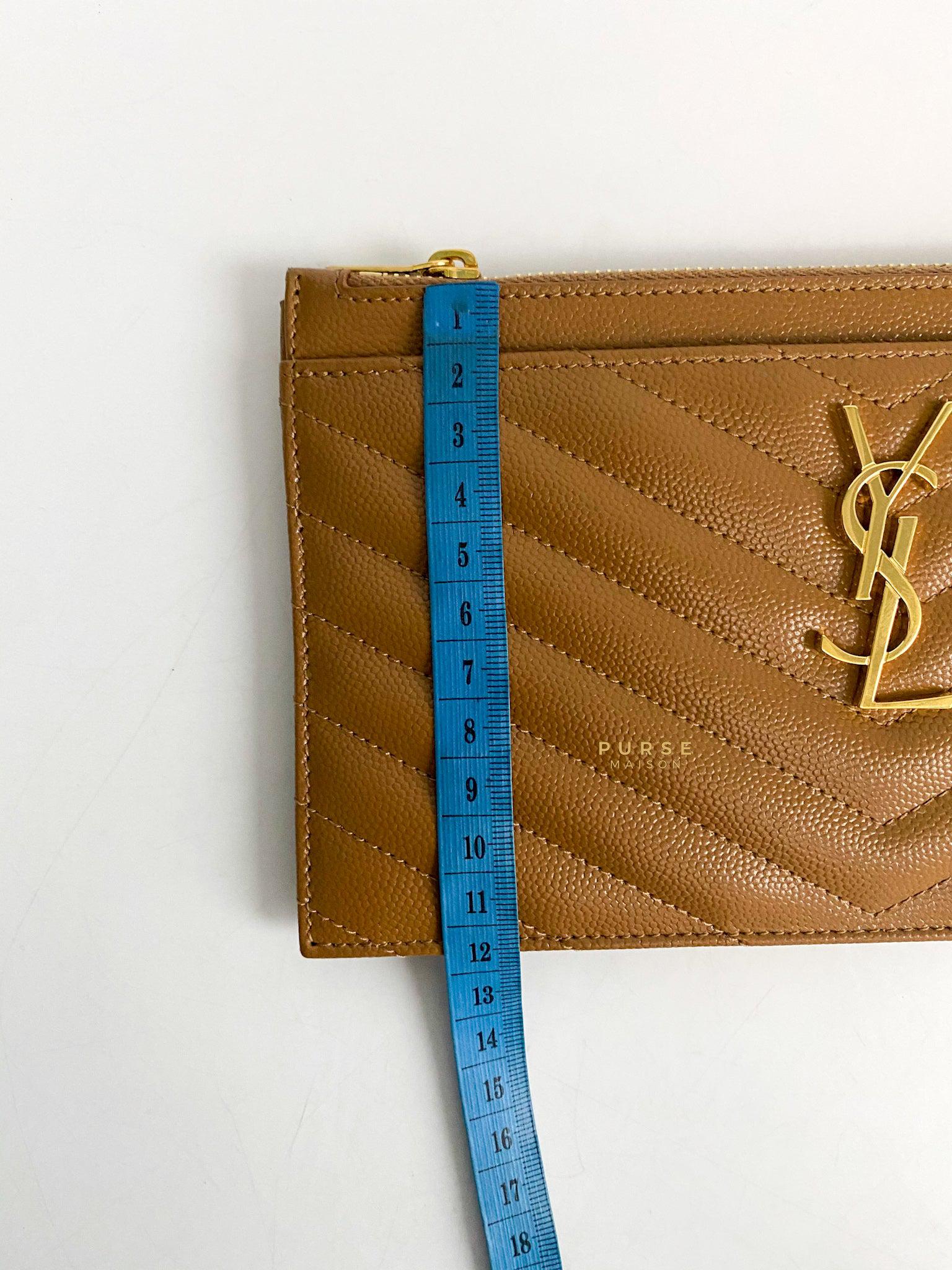 Yves Saint Laurent YSL Zip Bill Pouch Monogram Quilted Dark