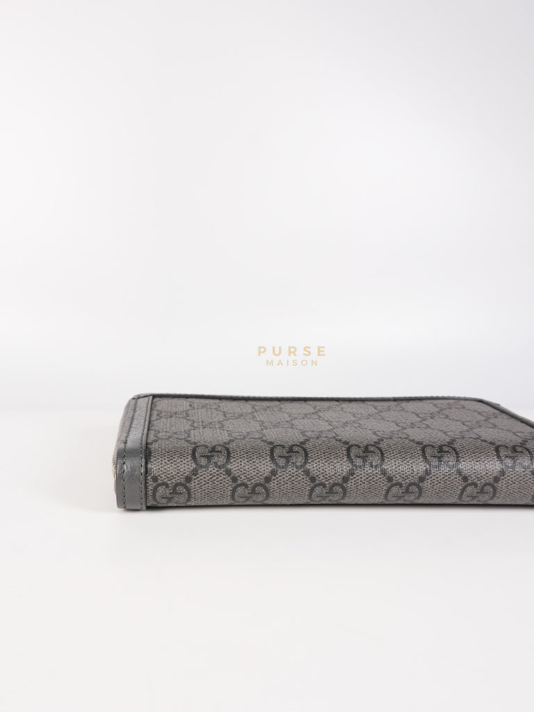 Zip Around Long Wallet in Gray & Black GG Supreme Canvas | Purse Maison Luxury Bags Shop