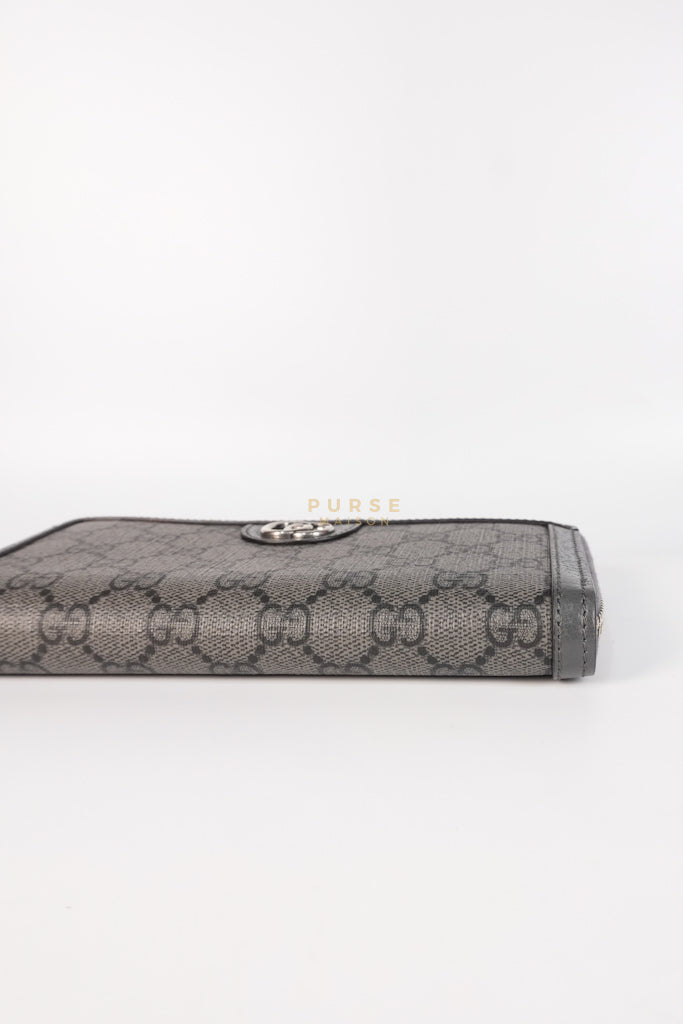 Zip Around Long Wallet in Gray & Black GG Supreme Canvas | Purse Maison Luxury Bags Shop