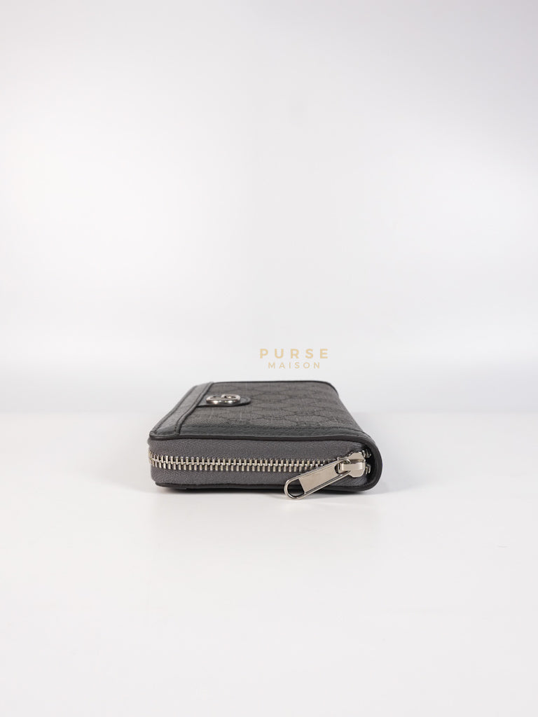 Zip Around Long Wallet in Gray & Black GG Supreme Canvas | Purse Maison Luxury Bags Shop
