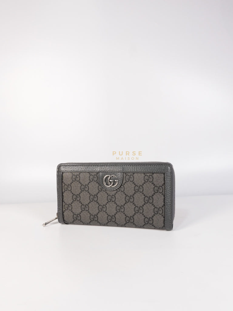 Zip Around Long Wallet in Gray & Black GG Supreme Canvas | Purse Maison Luxury Bags Shop
