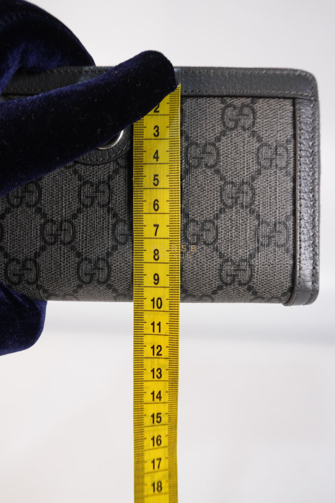 Zip Around Long Wallet in Gray & Black GG Supreme Canvas | Purse Maison Luxury Bags Shop