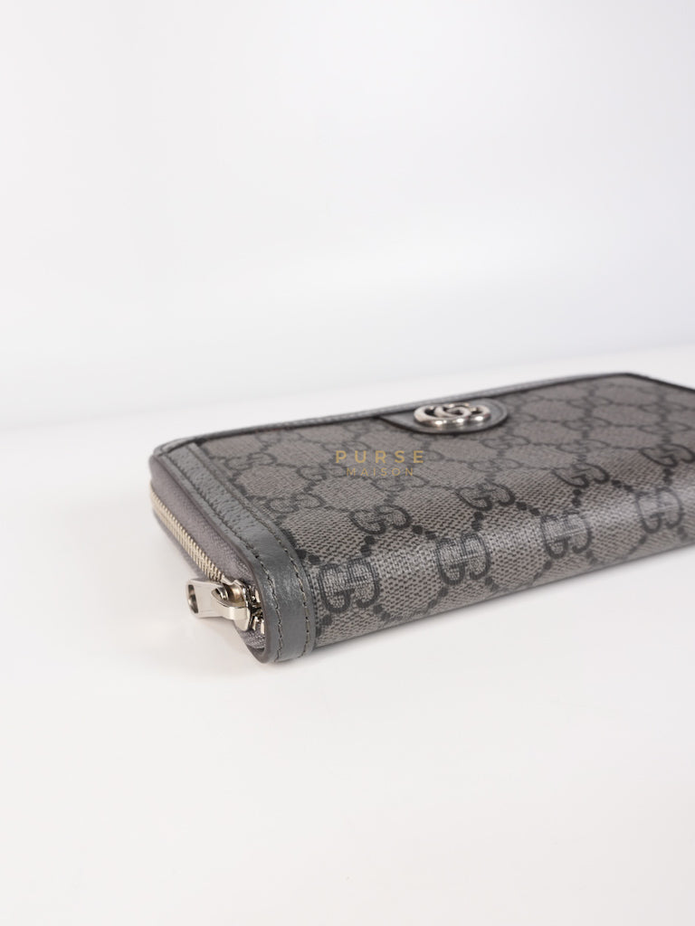Zip Around Long Wallet in Gray & Black GG Supreme Canvas | Purse Maison Luxury Bags Shop