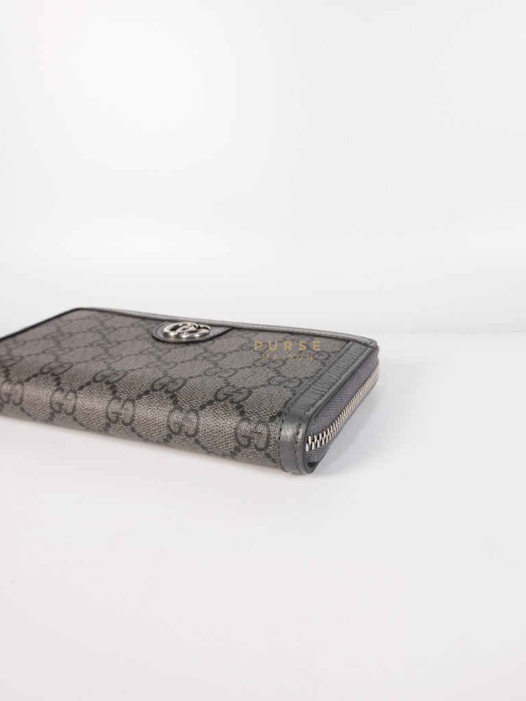 Zip Around Long Wallet in Gray & Black GG Supreme Canvas | Purse Maison Luxury Bags Shop