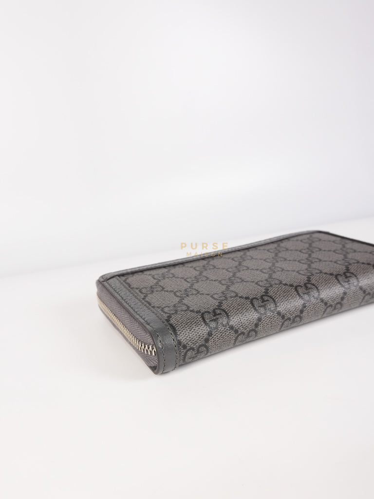 Zip Around Long Wallet in Gray & Black GG Supreme Canvas | Purse Maison Luxury Bags Shop