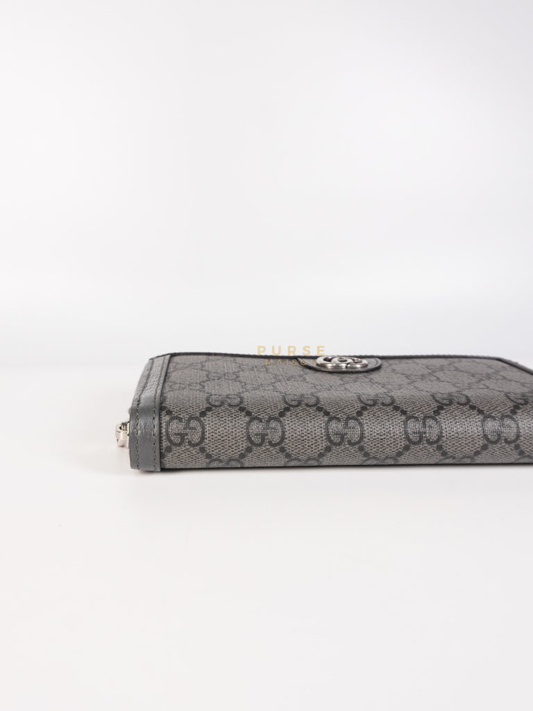 Zip Around Long Wallet in Gray & Black GG Supreme Canvas | Purse Maison Luxury Bags Shop