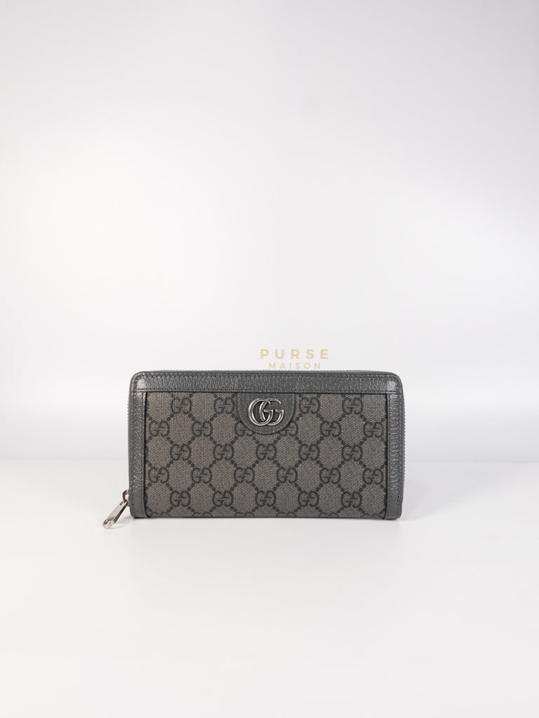 Zip Around Long Wallet in Gray & Black GG Supreme Canvas | Purse Maison Luxury Bags Shop