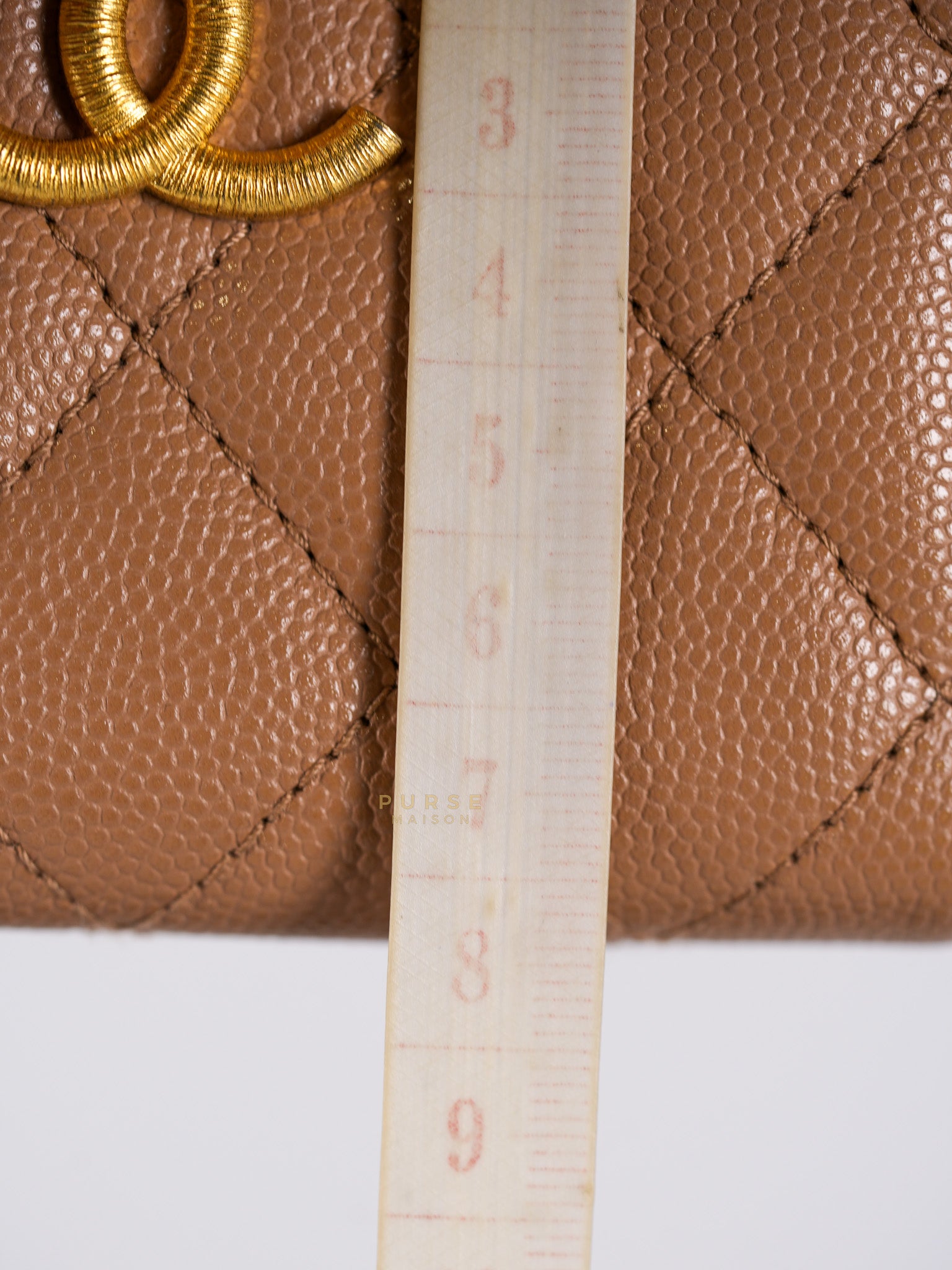Zip Coin Purse Beige Quilted Caviar Leather Gold Hardware (Microchip) | Purse Maison Luxury Bags Shop