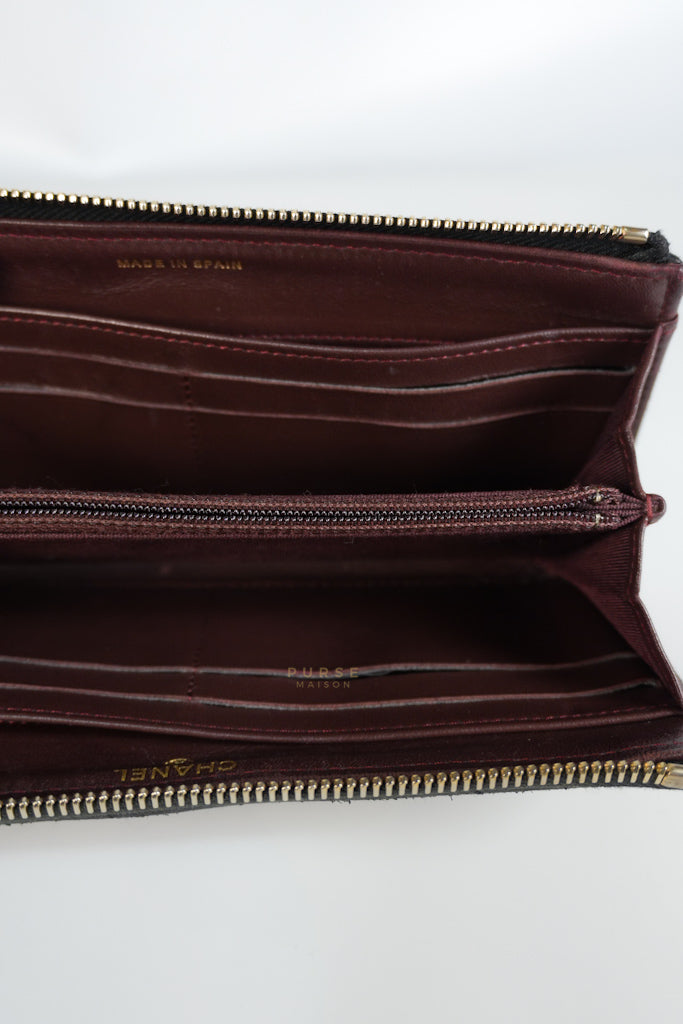 Zip Long Wallet In Black Quilted Lambskin Leather(Series 26) | Purse Maison Luxury Bags Shop